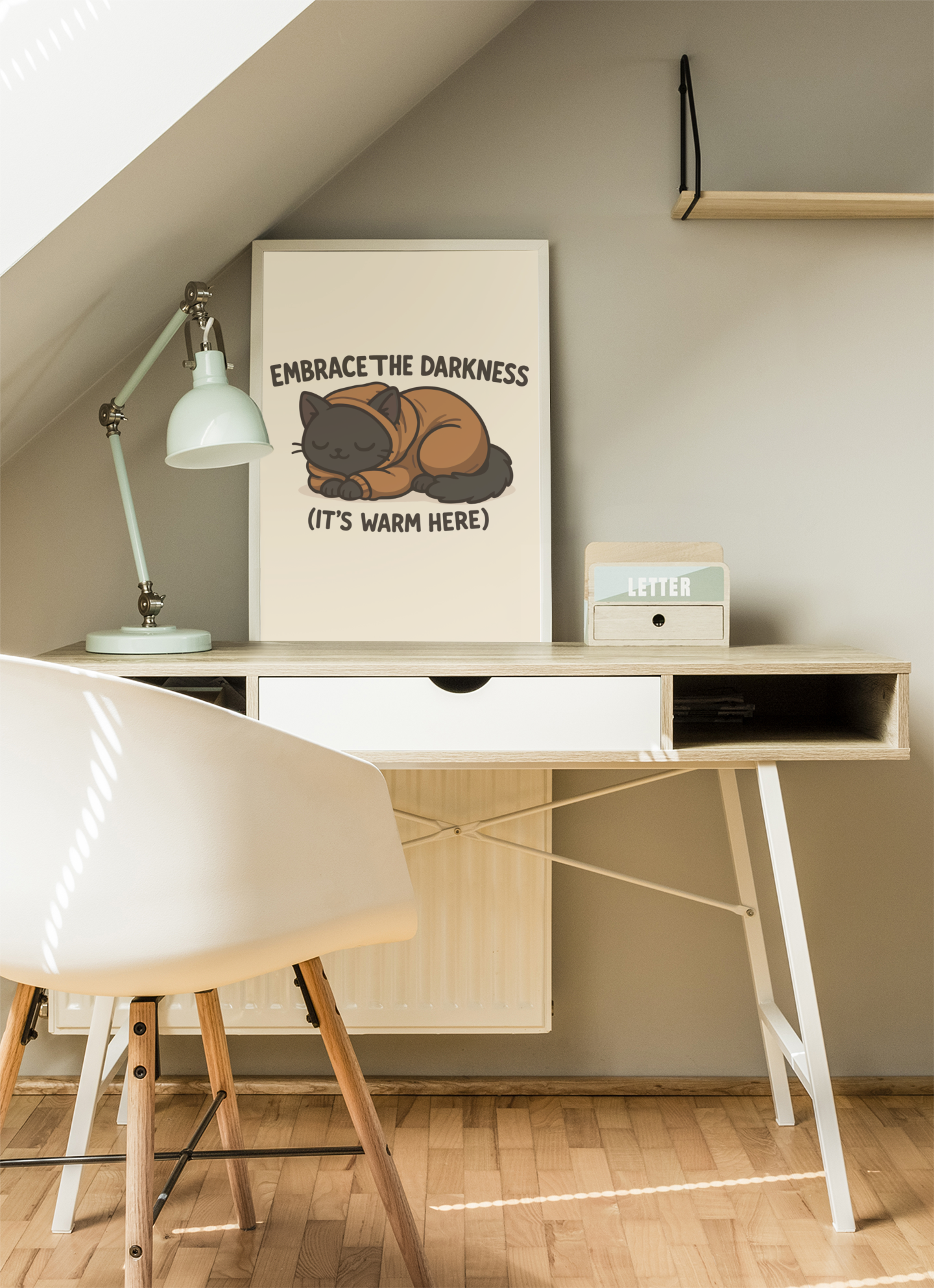 Cozy Cat Poster - Embrace the Darkness (It's Warm Here)
