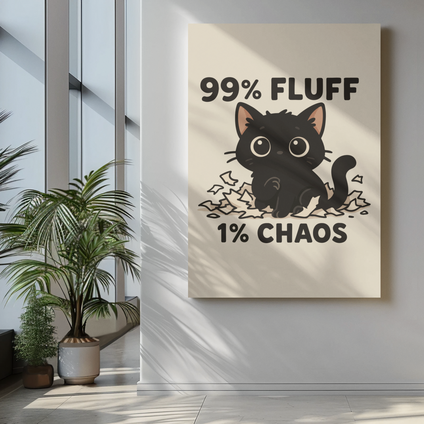 99% Fluff 1% Chaos Cat Poster – Cute Matte Vertical Wall Art for Pet Lovers