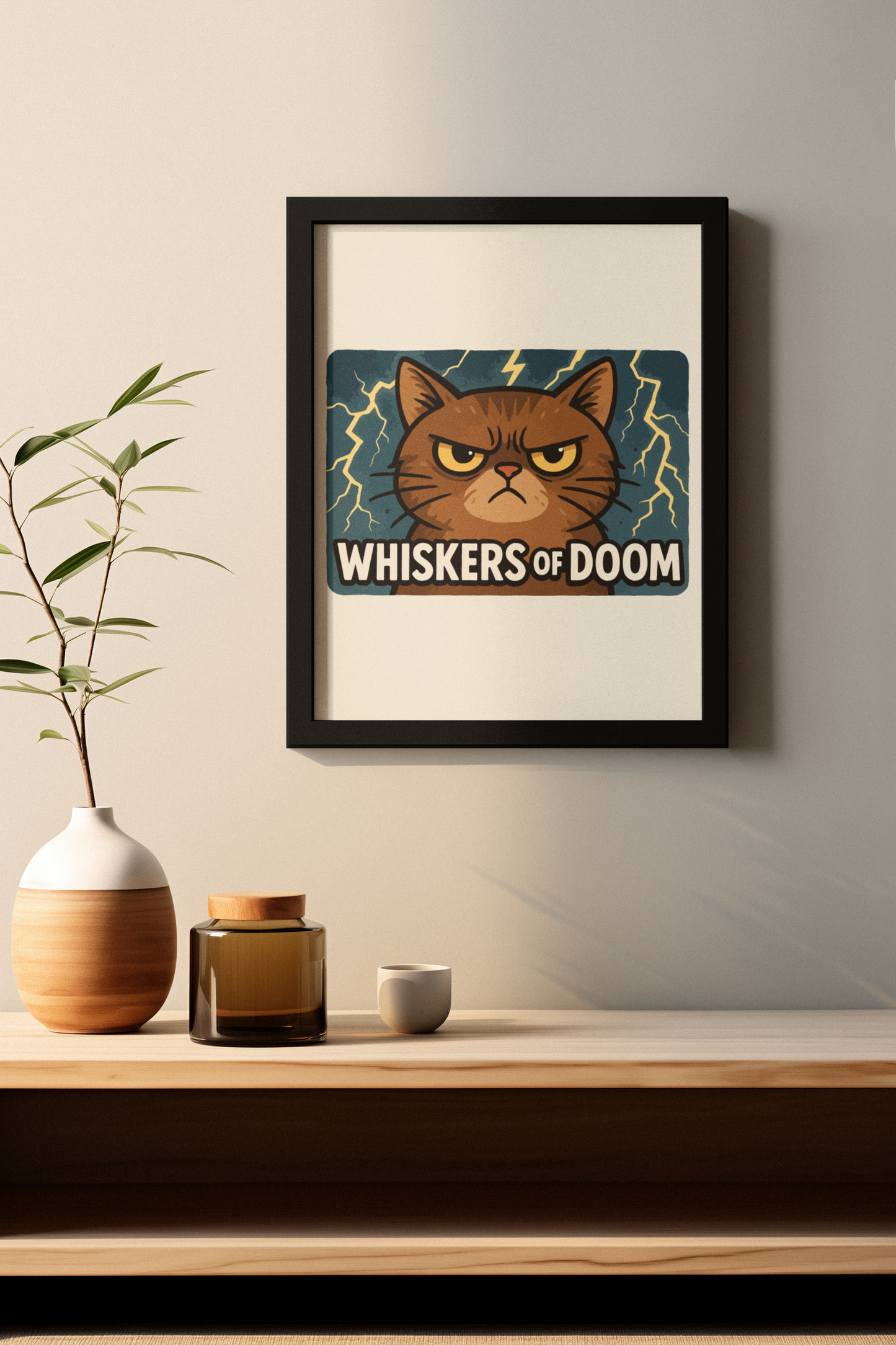 Whiskers of Doom Cat Poster - Matte Vertical Art Print for Cat Lovers
