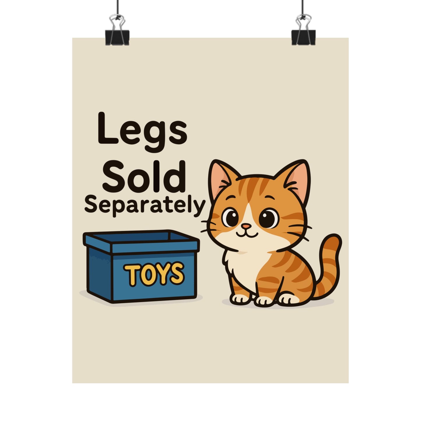 Funny Cat Memes: Whimsical Cat Poster - "Legs Sold Separately" - Cute Home Decor