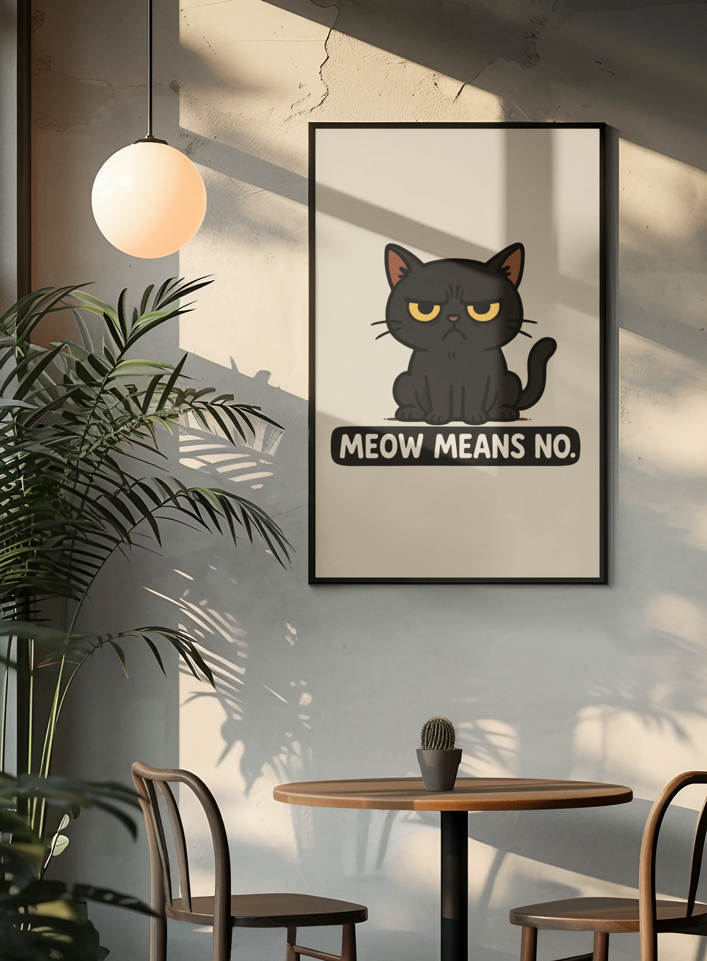 Funny Cat Memes Poster - 'Meow Means No' Matte Wall Art