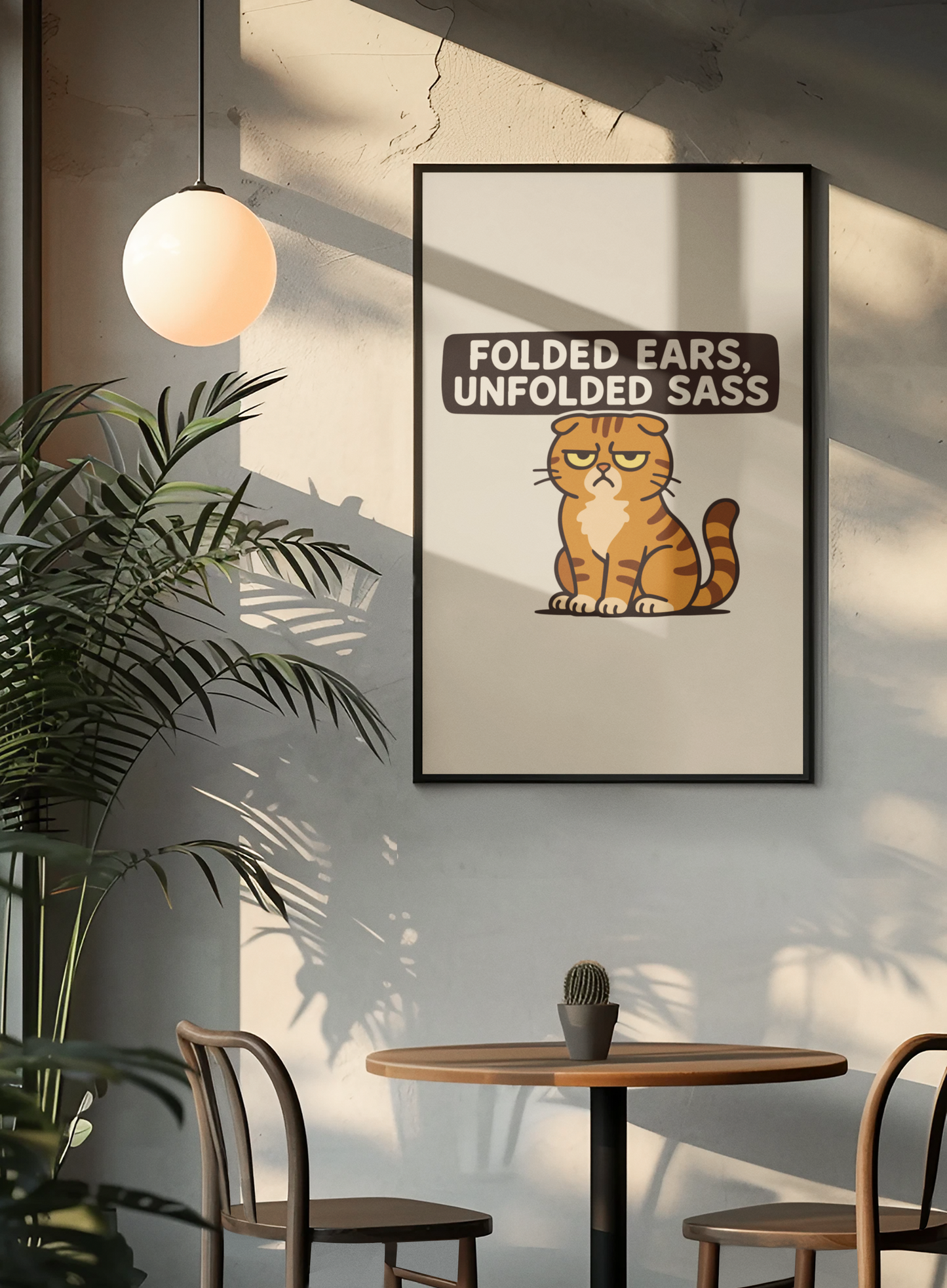 Funny Cat Memes Poster - "Folded Ears, Unfolded Sass" - Print for Pet Lovers
