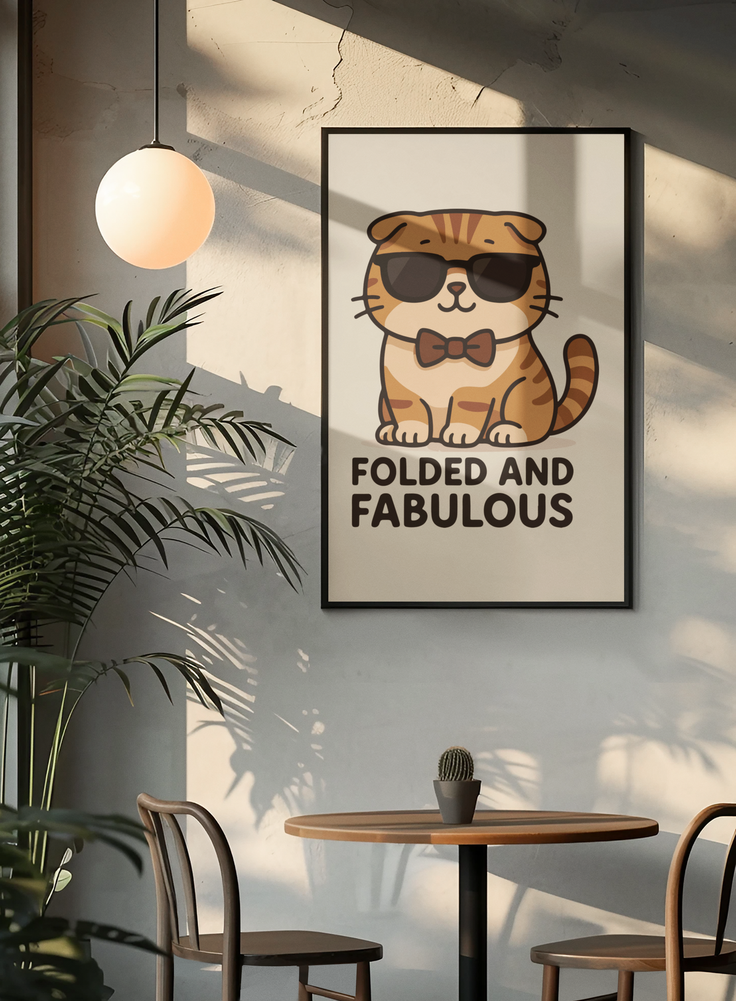 Funny Cat Memes: Folded and Fabulous Cat Art Poster - Matte Vertical Wall Decor