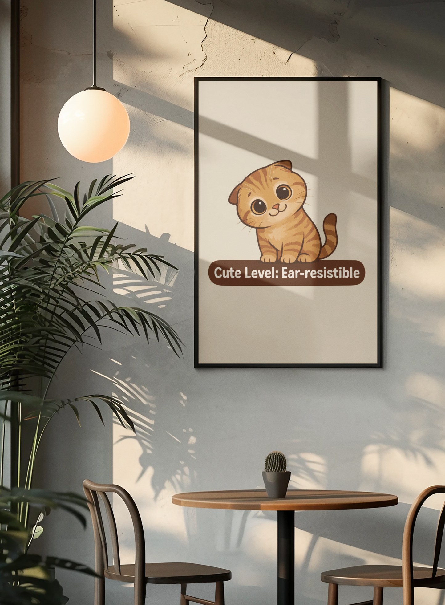 Funny Cat Memes: Cute Cat Vertical Poster - "Cute Level: Ear-resistible"