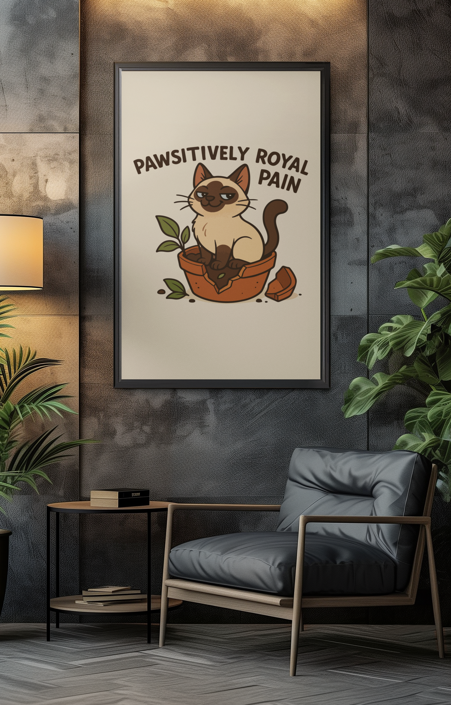 Funny Cat Memes: Playful Cat Poster - 'Pawsitively Royal Pain' - Whimsical Home Decor