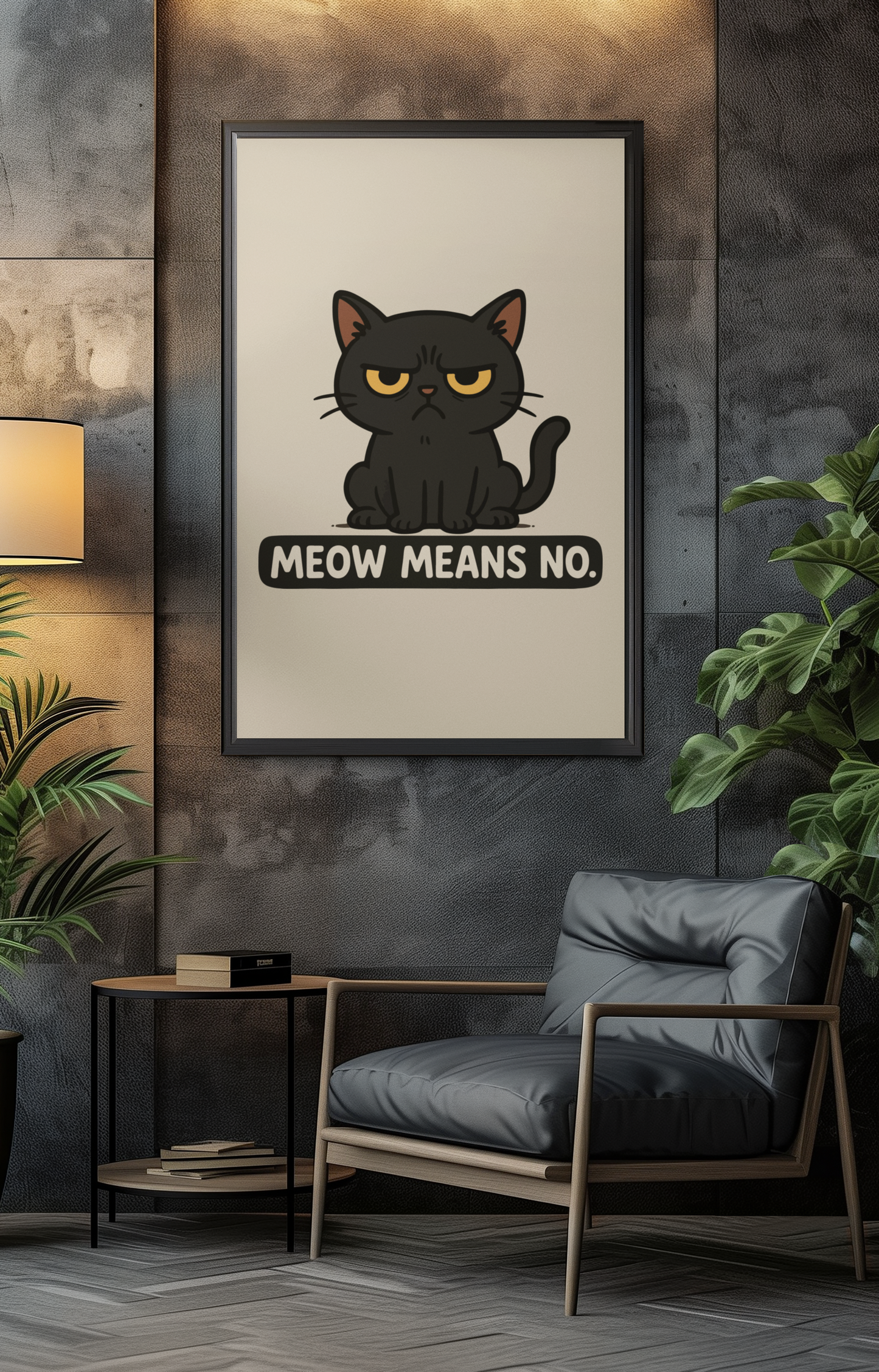 Funny Cat Memes Poster - 'Meow Means No' Matte Wall Art