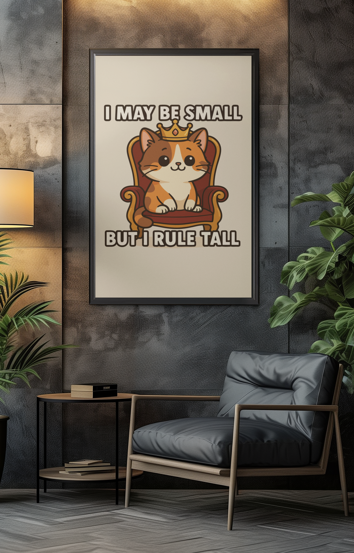 Funny Cat Memes: Cute Cat Poster - "I May Be Small But I Rule Tall" - Adorable Wall Art for Cat Lovers