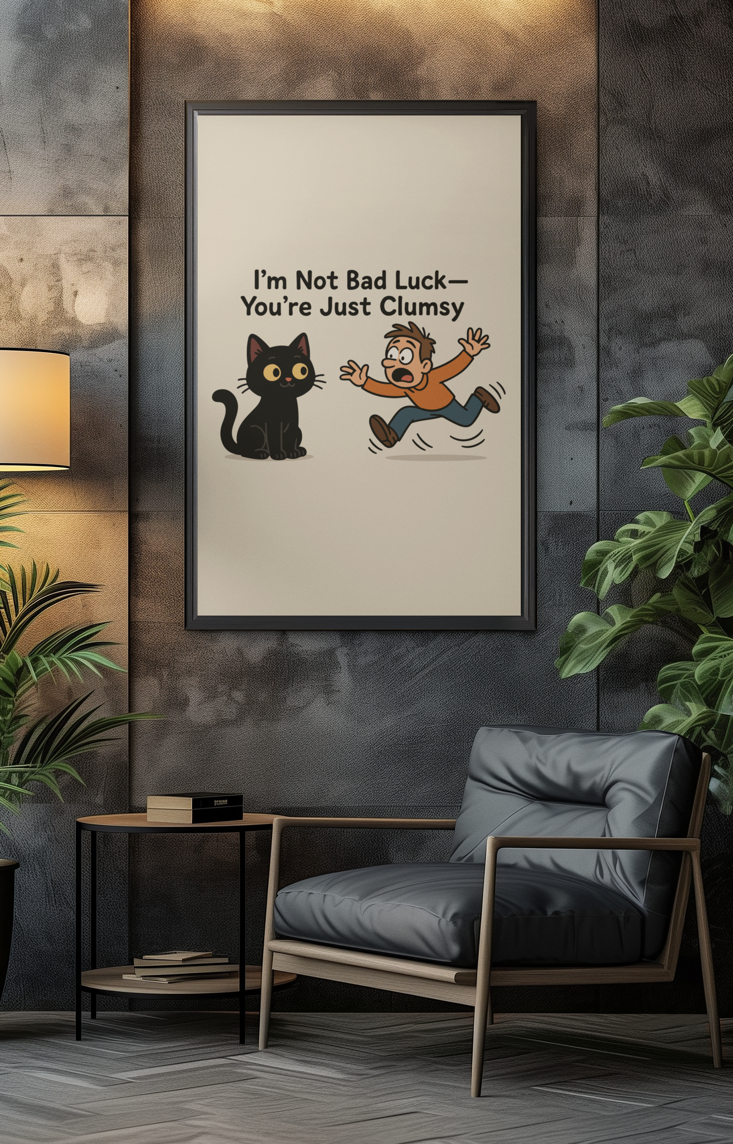 Funny Cat Memes Poster - "I’m Not Bad Luck—You’re Just Clumsy"