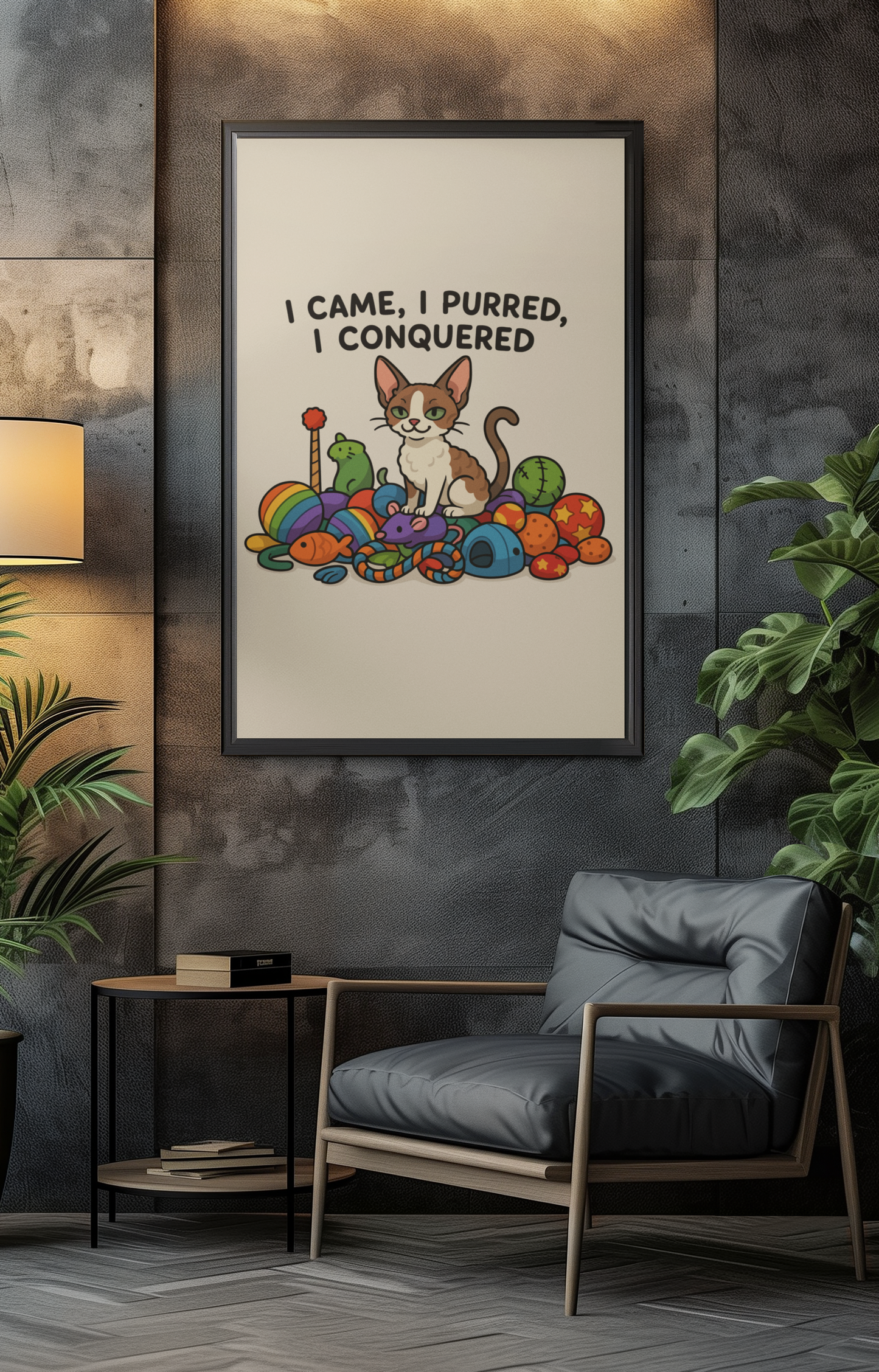 Funny Cat Memes: Whimsical Cat Poster - "I Came, I Purred, I Conquered"