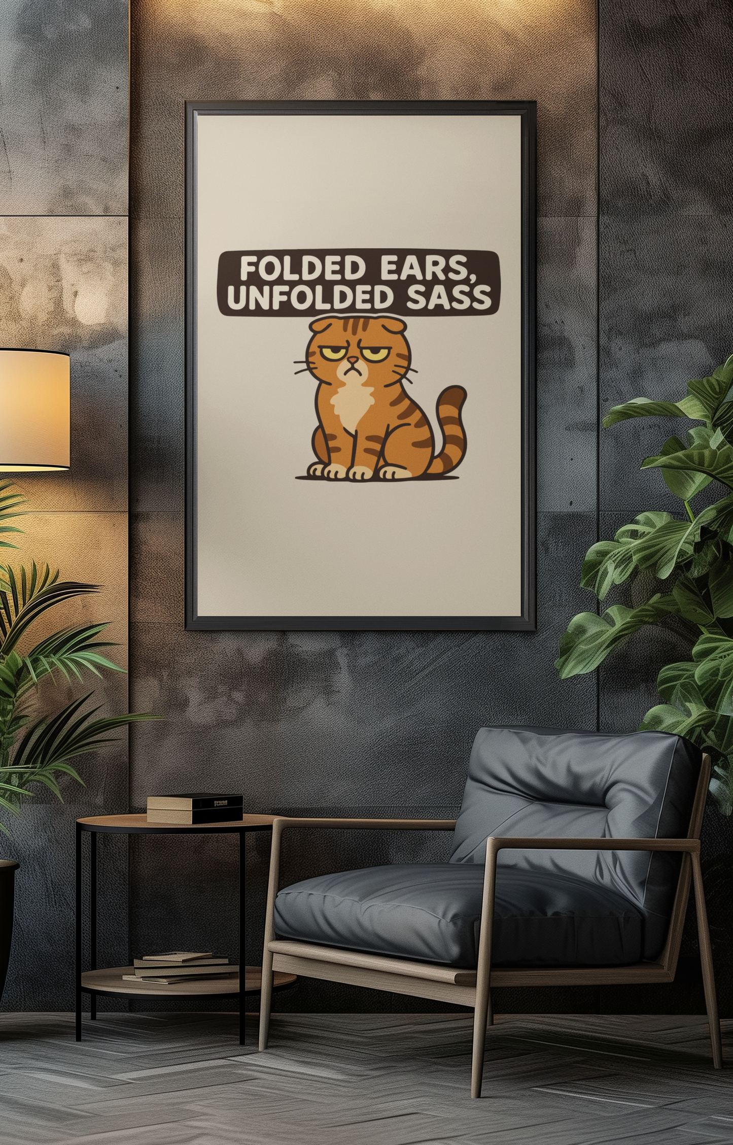 Funny Cat Memes Poster - "Folded Ears, Unfolded Sass" - Print for Pet Lovers