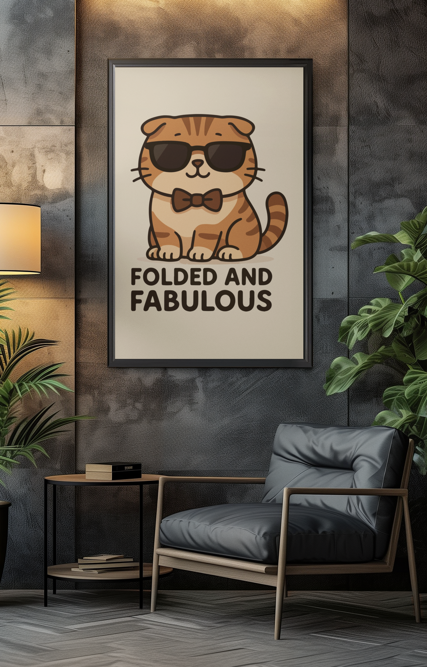 Funny Cat Memes: Folded and Fabulous Cat Art Poster - Matte Vertical Wall Decor