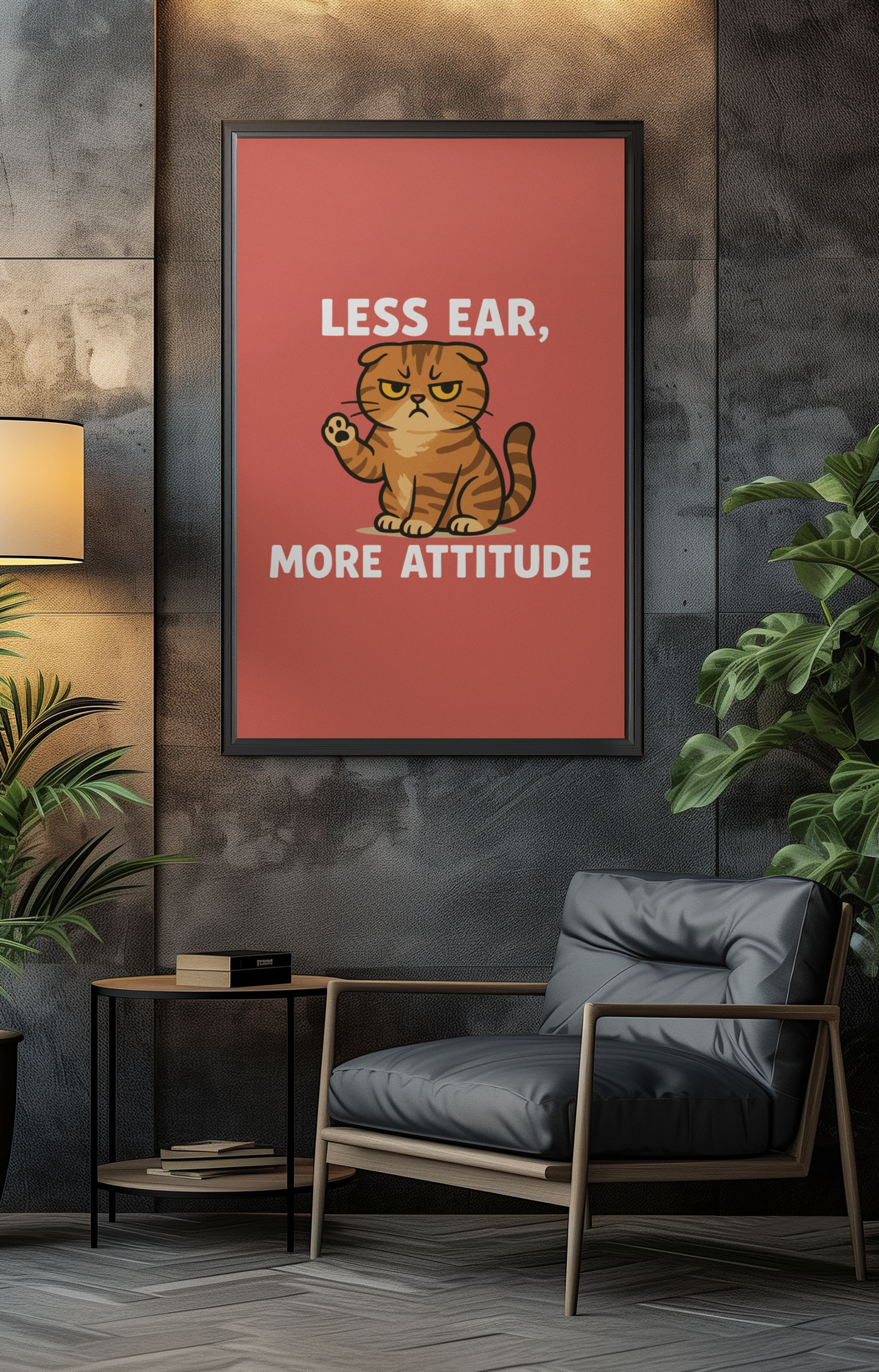 Funny Cat Memes Poster - 'Less Ear, More Attitude' Wall Art