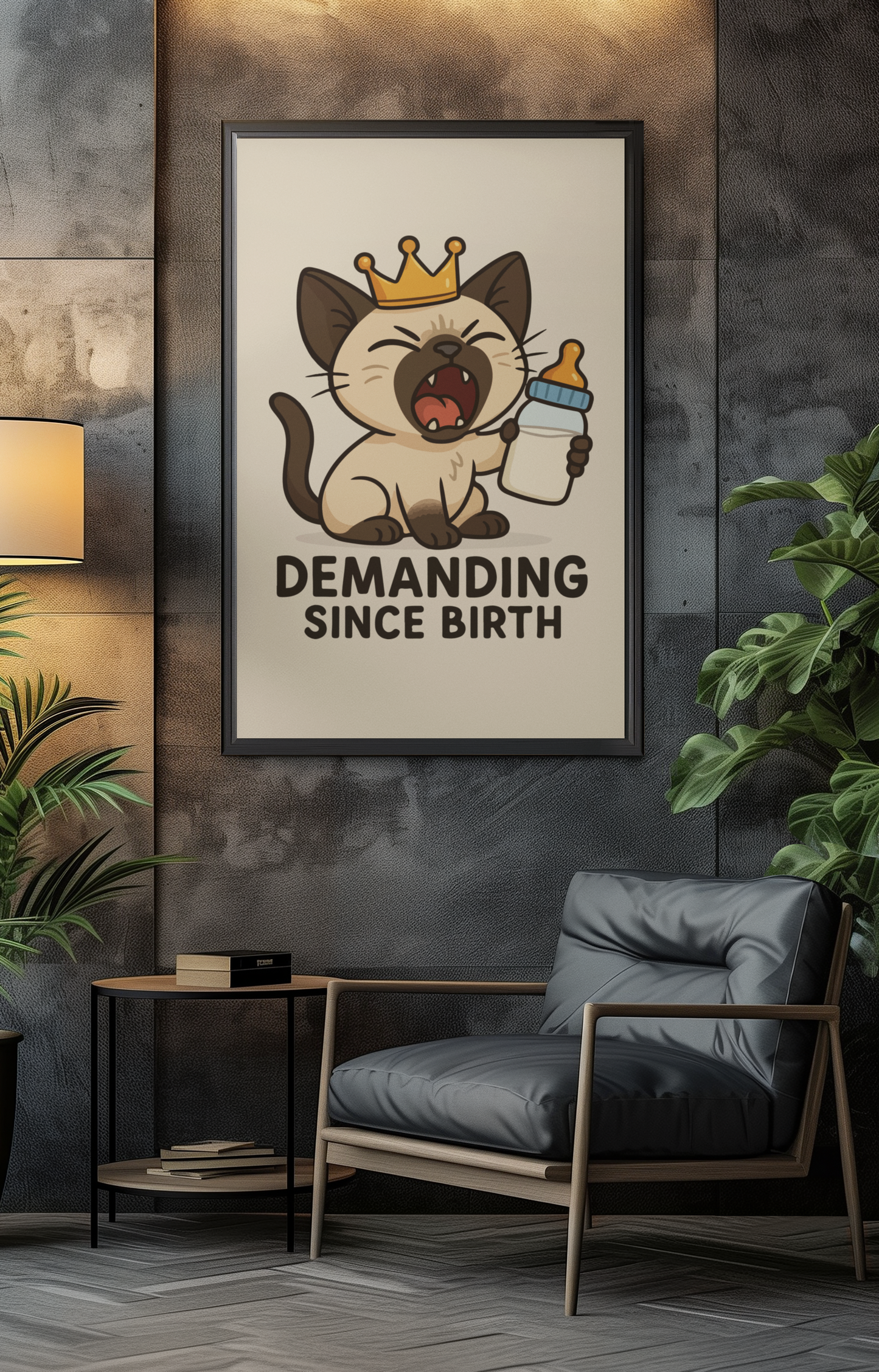 Funny Cat Memes: Cute Cat Poster - Demanding Since Birth - Fun Home Decor for Cat Lovers