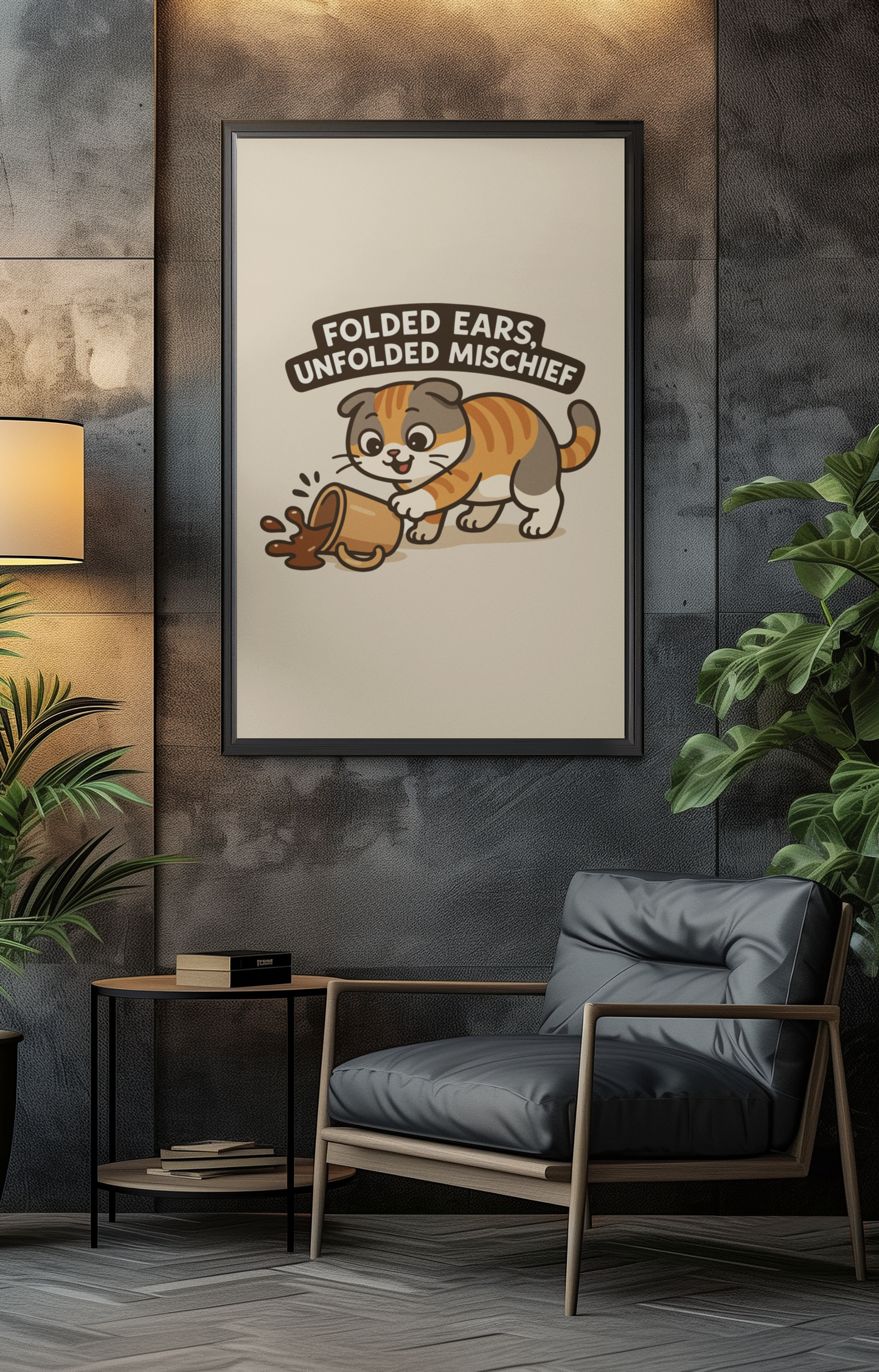 Funny Cat Memes: Cute Cat Poster - 'Folded Ears, Unfolded Mischief'