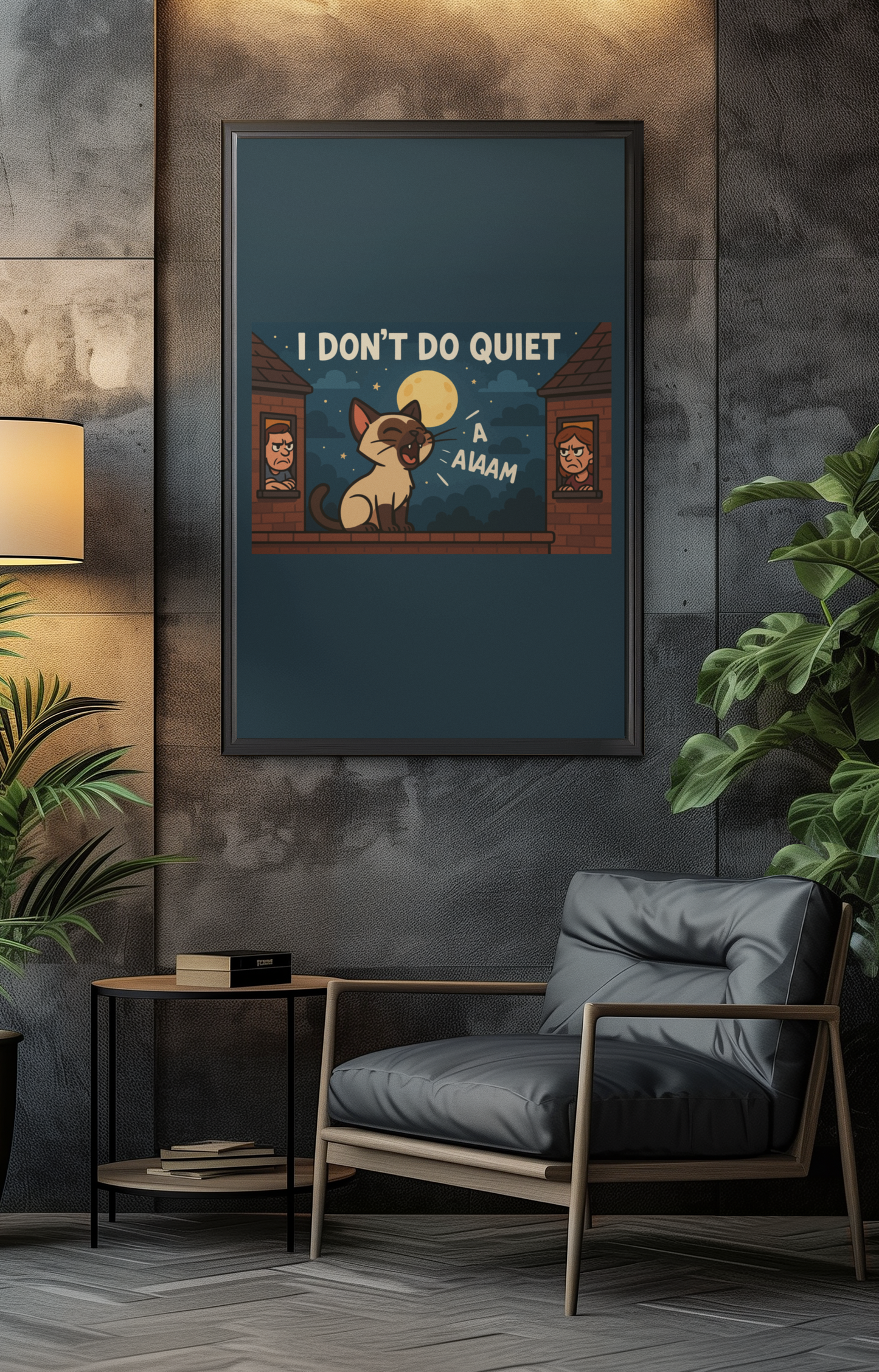 Funny Cat Memes Wall Art - "I Don't Do Quiet" Matte Vertical Poster