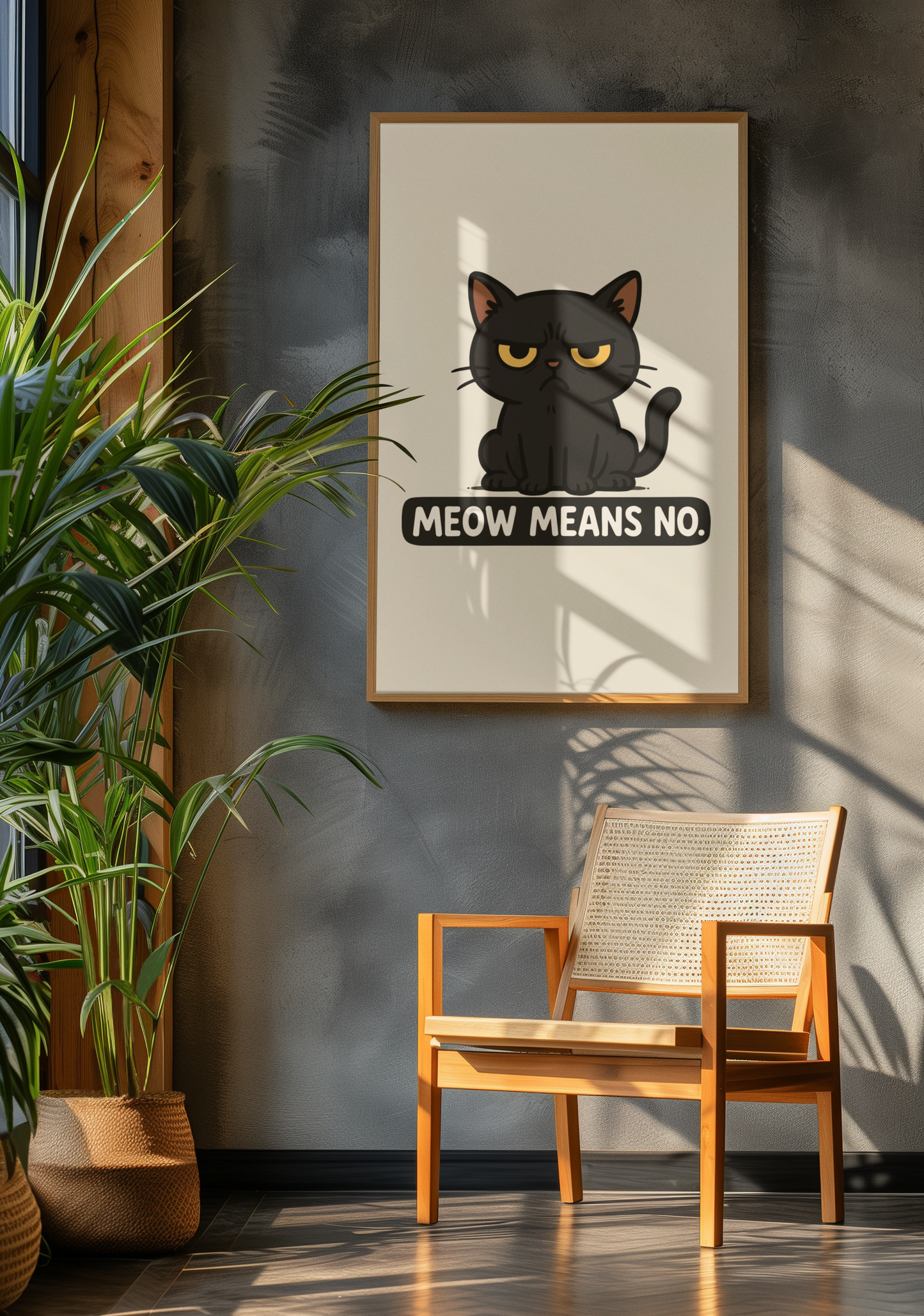 Funny Cat Memes Poster - 'Meow Means No' Matte Wall Art