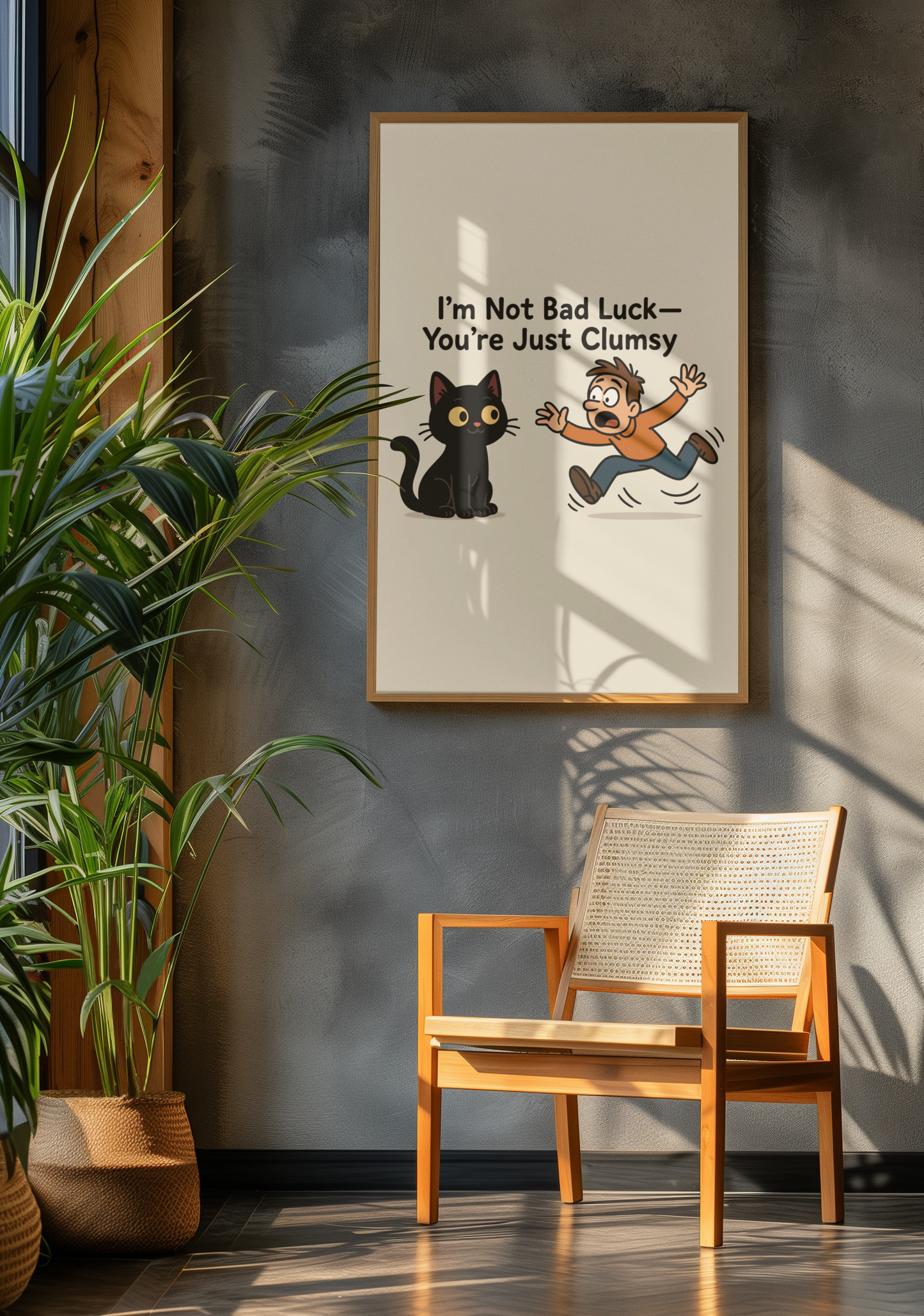 Funny Cat Memes Poster - "I’m Not Bad Luck—You’re Just Clumsy"