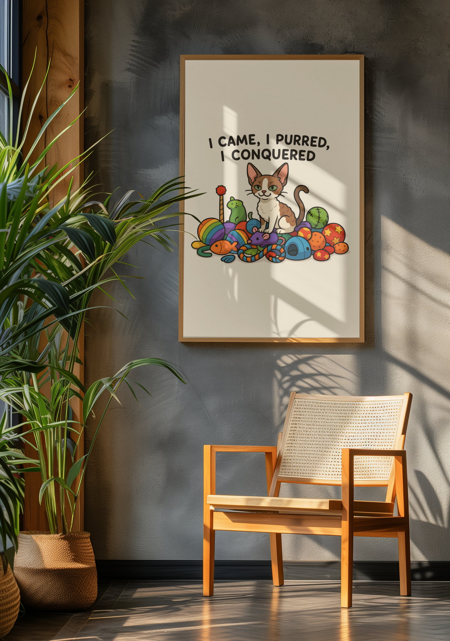 Funny Cat Memes: Whimsical Cat Poster - "I Came, I Purred, I Conquered"