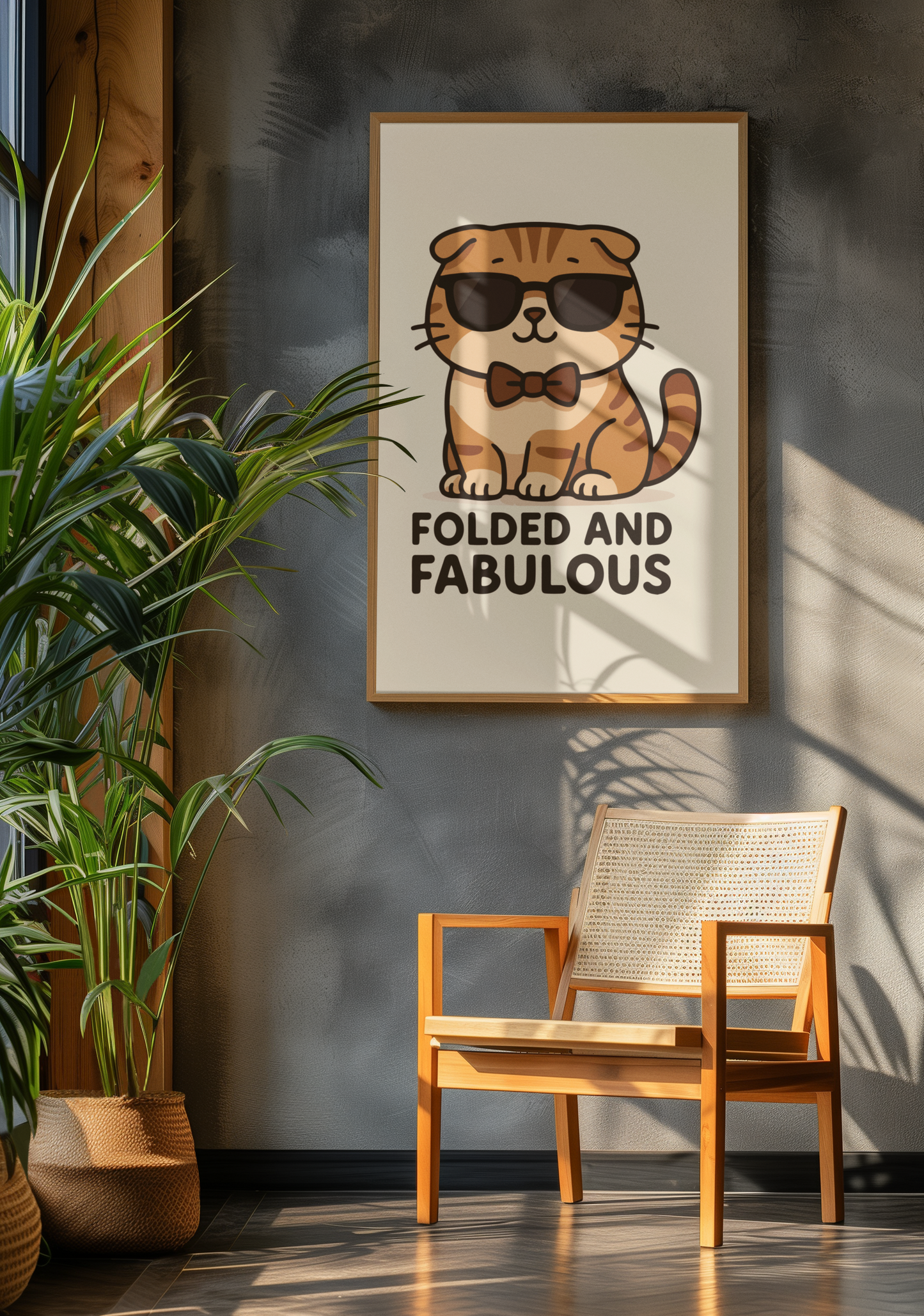 Funny Cat Memes: Folded and Fabulous Cat Art Poster - Matte Vertical Wall Decor