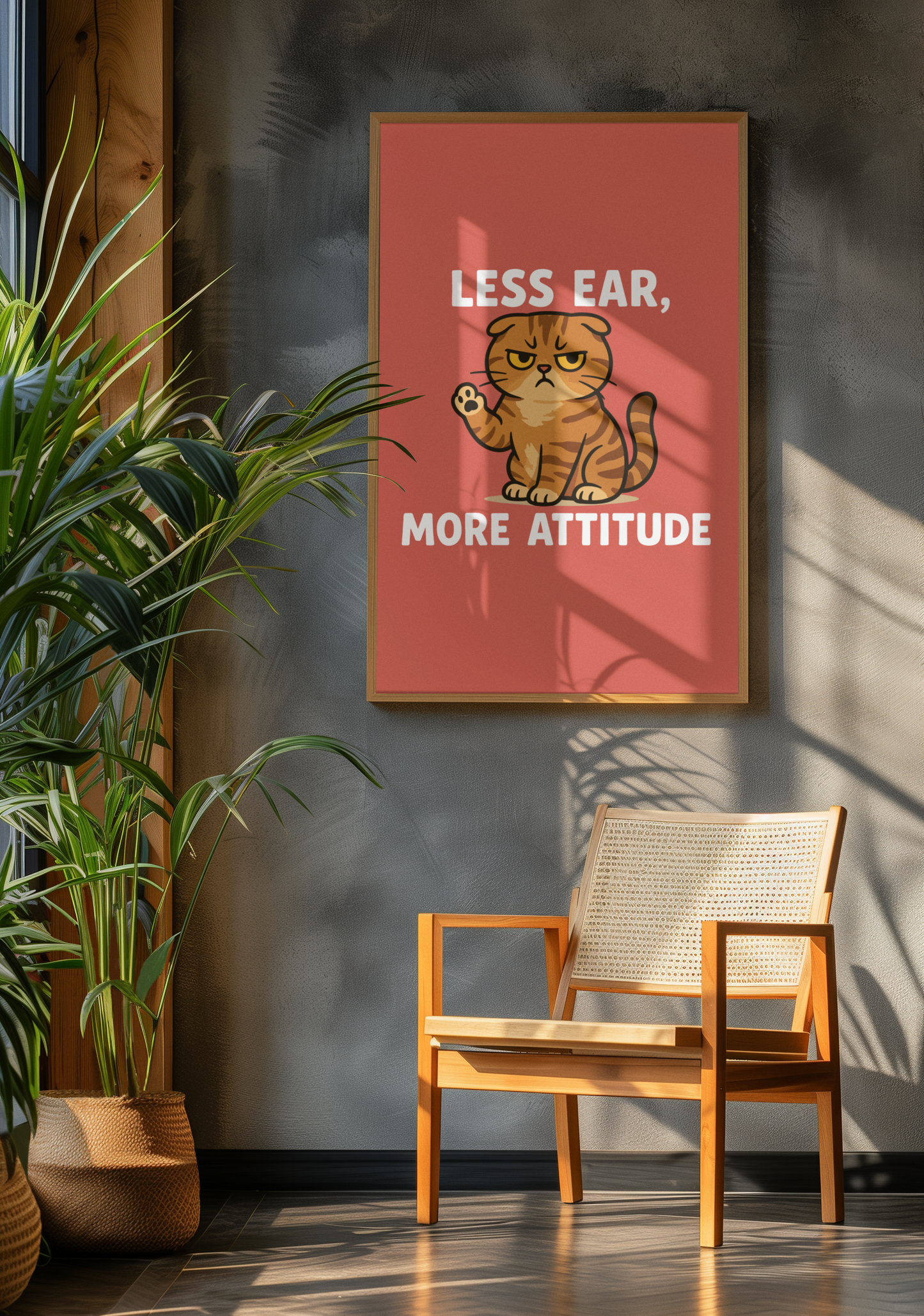 Funny Cat Memes Poster - 'Less Ear, More Attitude' Wall Art