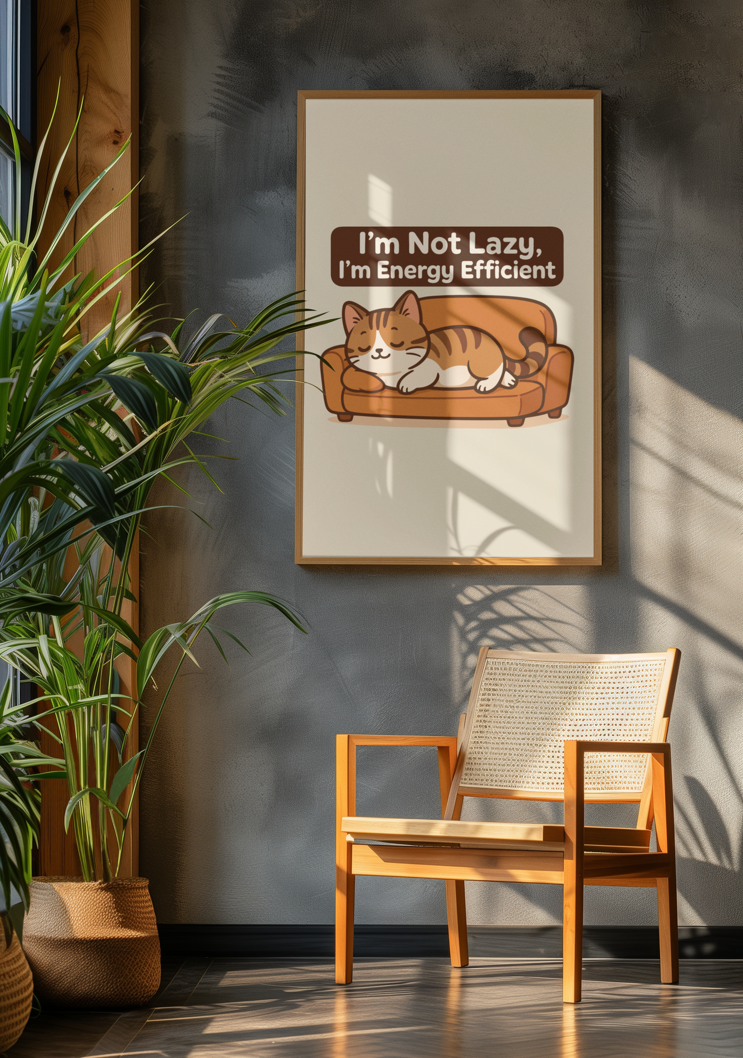 Funny Cat Memes: Cute Cat Poster - "I'm Not Lazy, I'm Energy Efficient" - Perfect for Cat Lovers