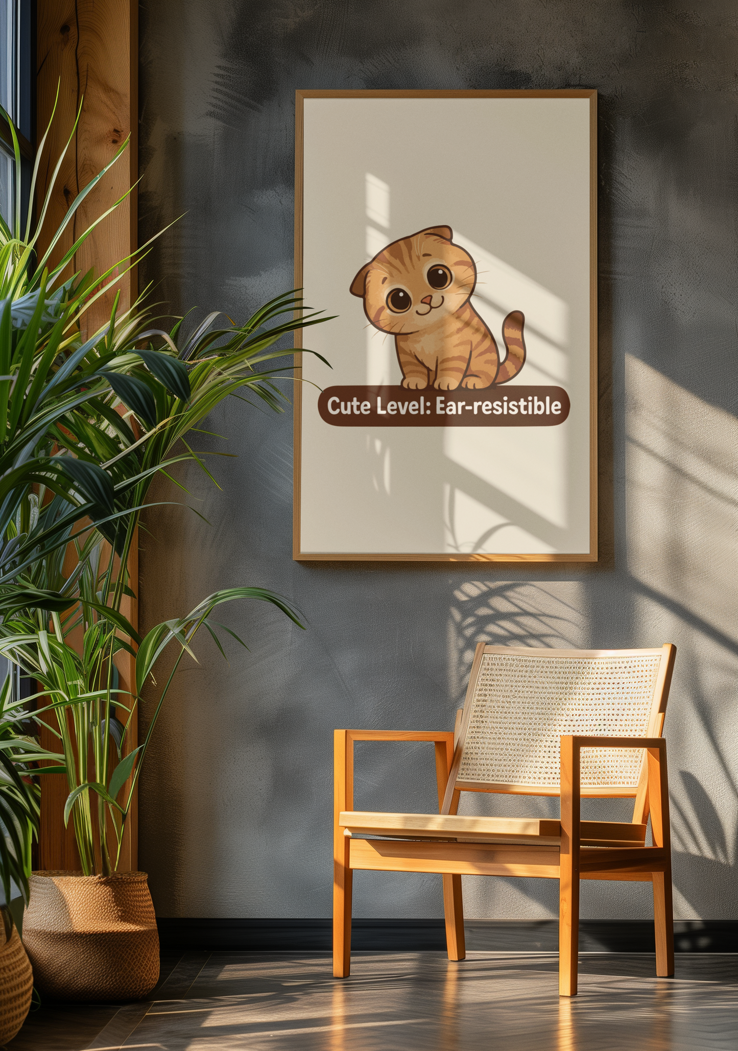 Funny Cat Memes: Cute Cat Vertical Poster - "Cute Level: Ear-resistible"