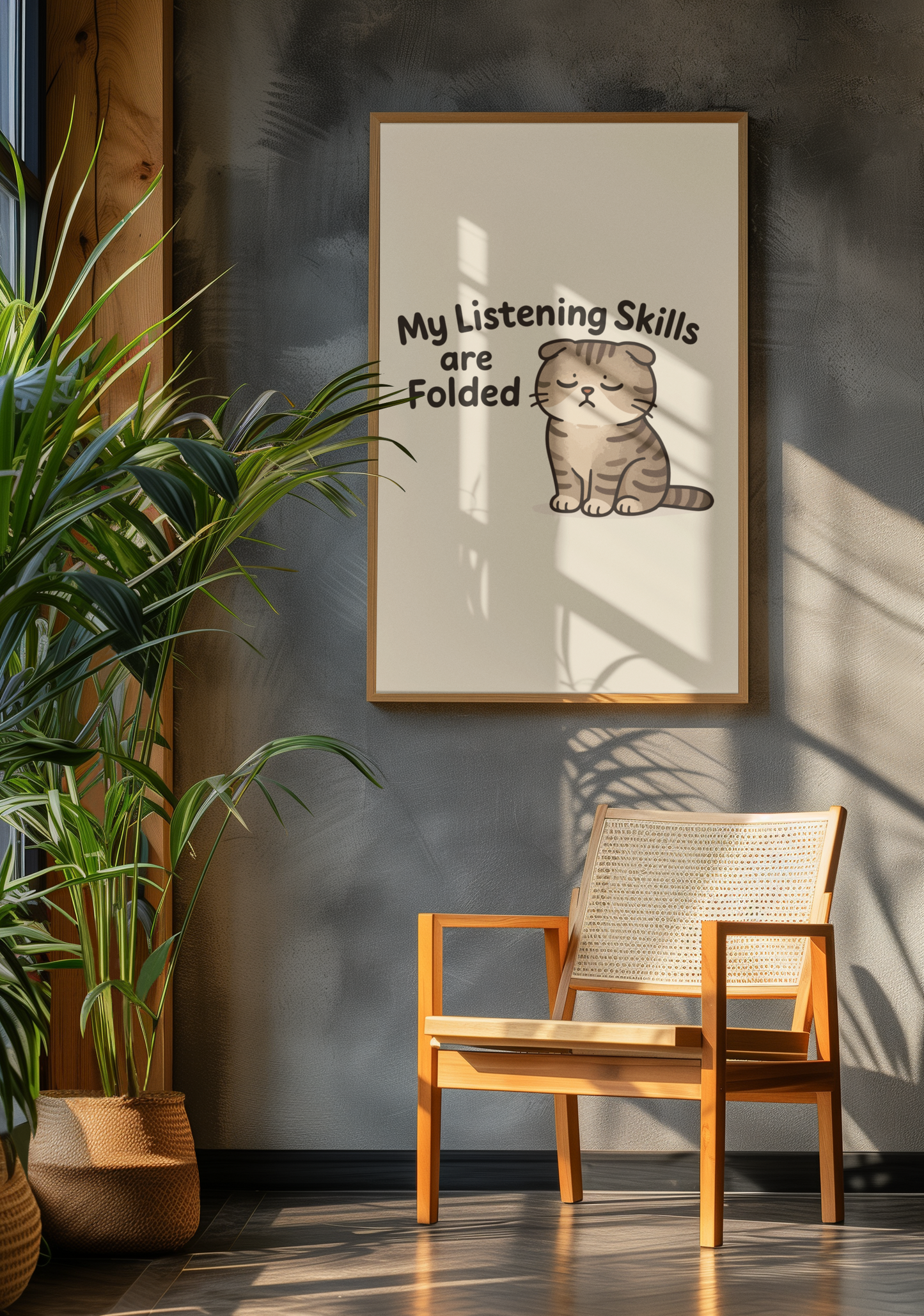 Funny Cat Memes Poster - 'My Listening Skills are Folded'