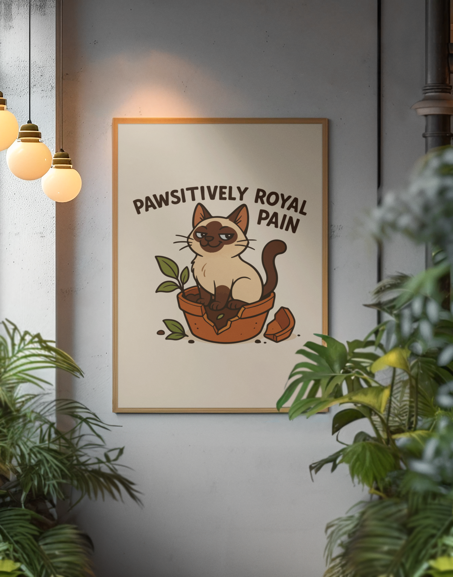Funny Cat Memes: Playful Cat Poster - 'Pawsitively Royal Pain' - Whimsical Home Decor