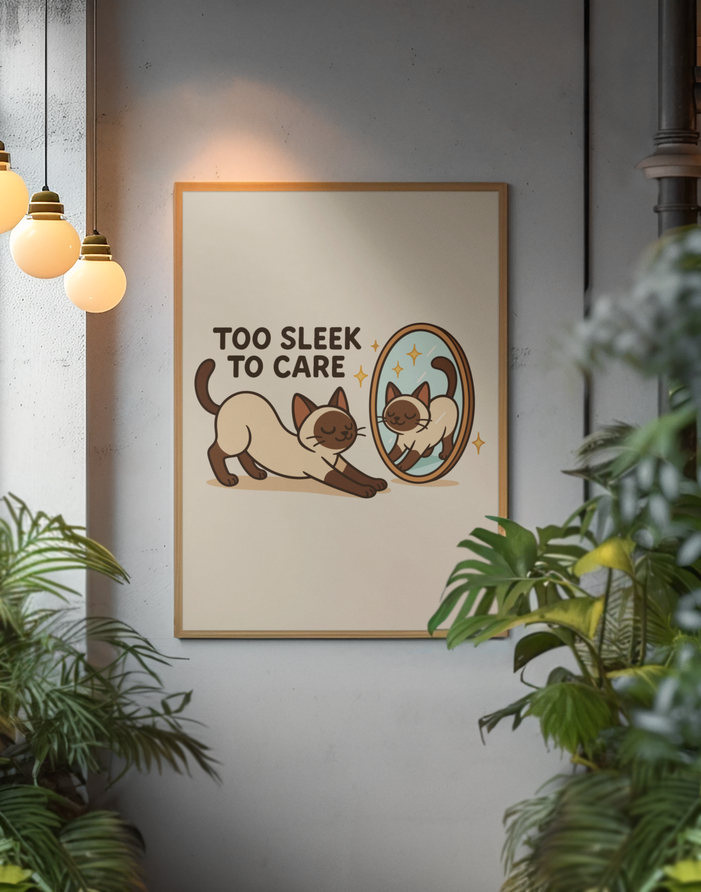 Funny Cat Memes: Playful Cat Poster - Too Sleek to Care