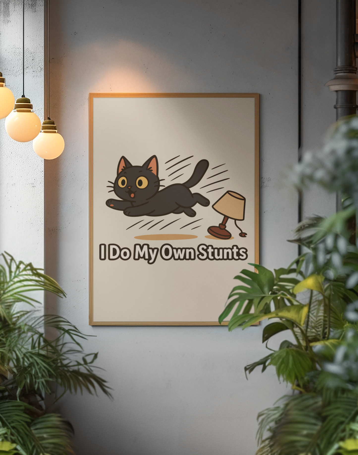 Funny Cat Memes Poster - "I Do My Own Stunts" - Matte Wall Art for Cat Lovers