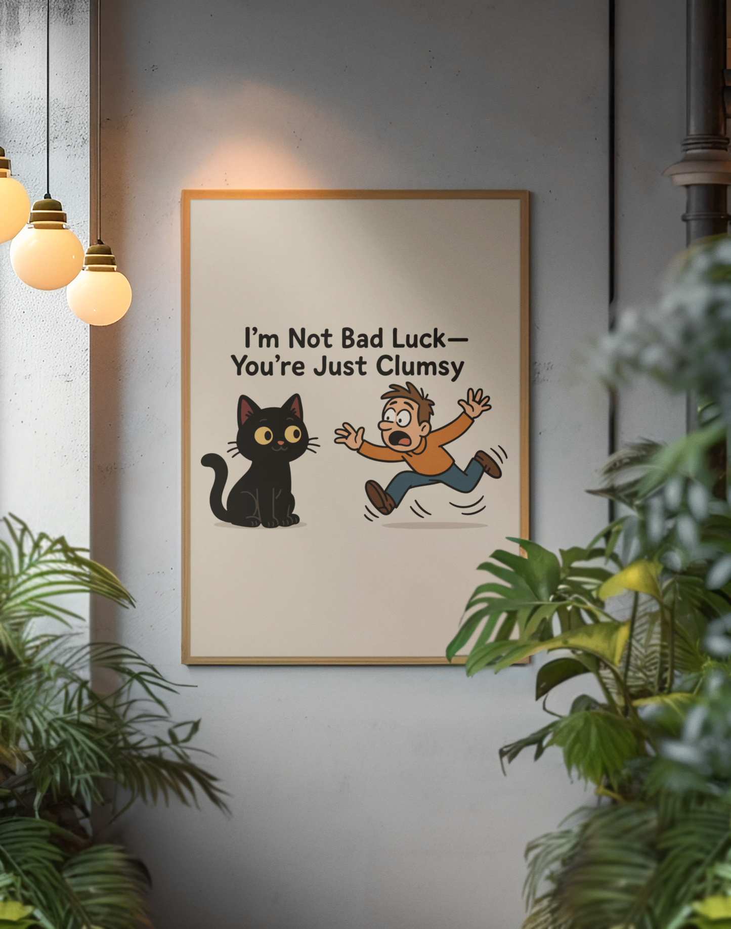 Funny Cat Memes Poster - "I’m Not Bad Luck—You’re Just Clumsy"