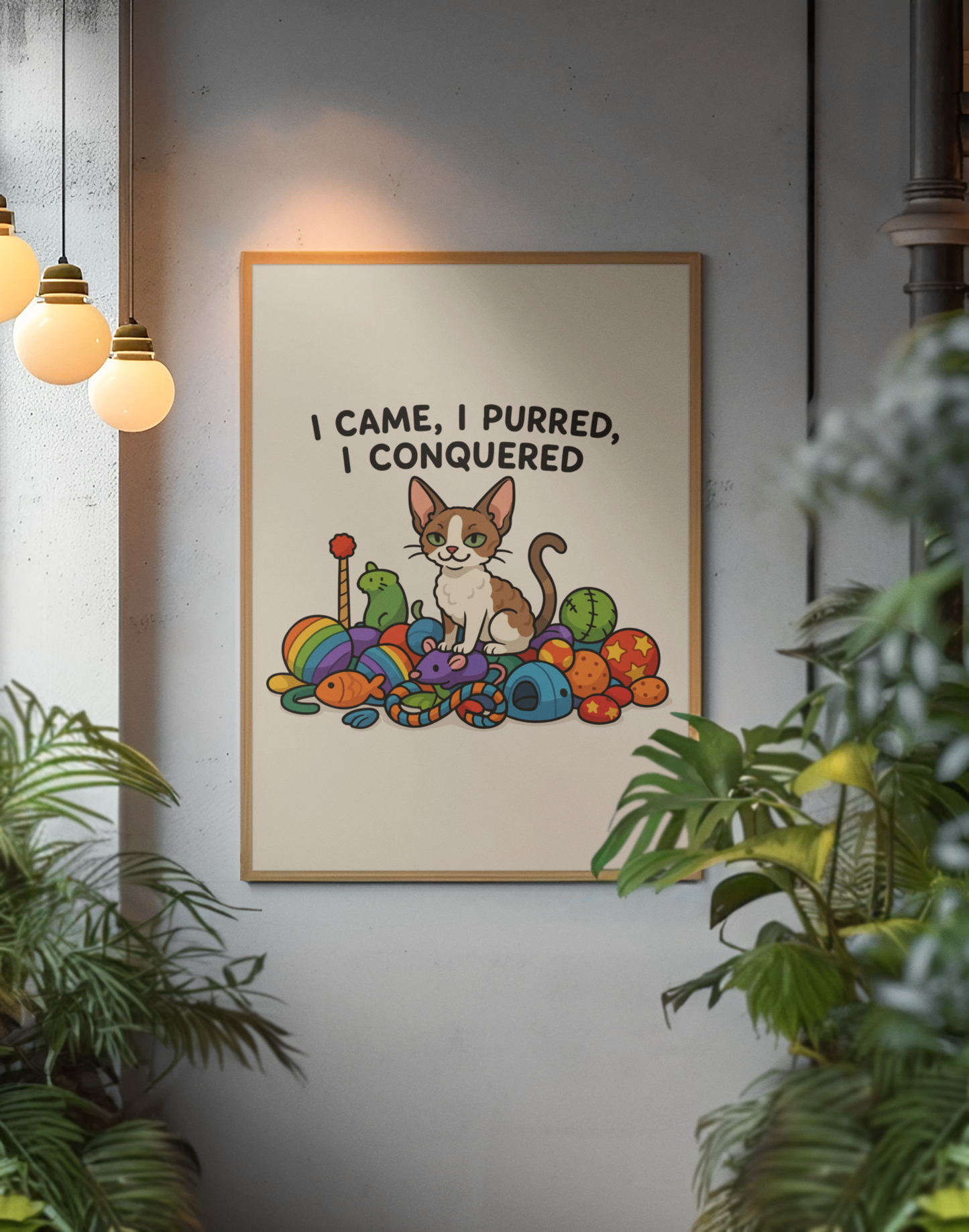 Funny Cat Memes: Whimsical Cat Poster - "I Came, I Purred, I Conquered"