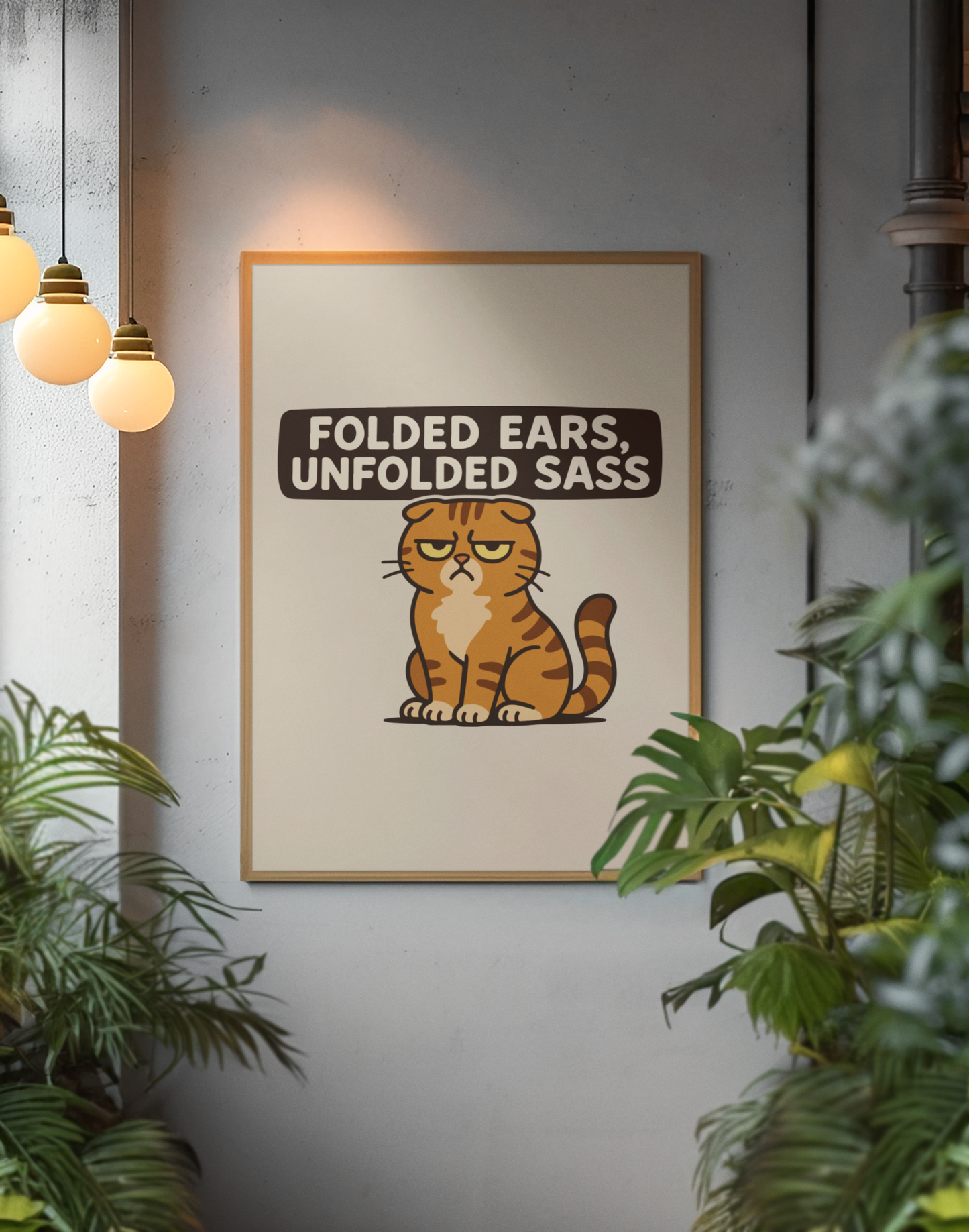 Funny Cat Memes Poster - "Folded Ears, Unfolded Sass" - Print for Pet Lovers