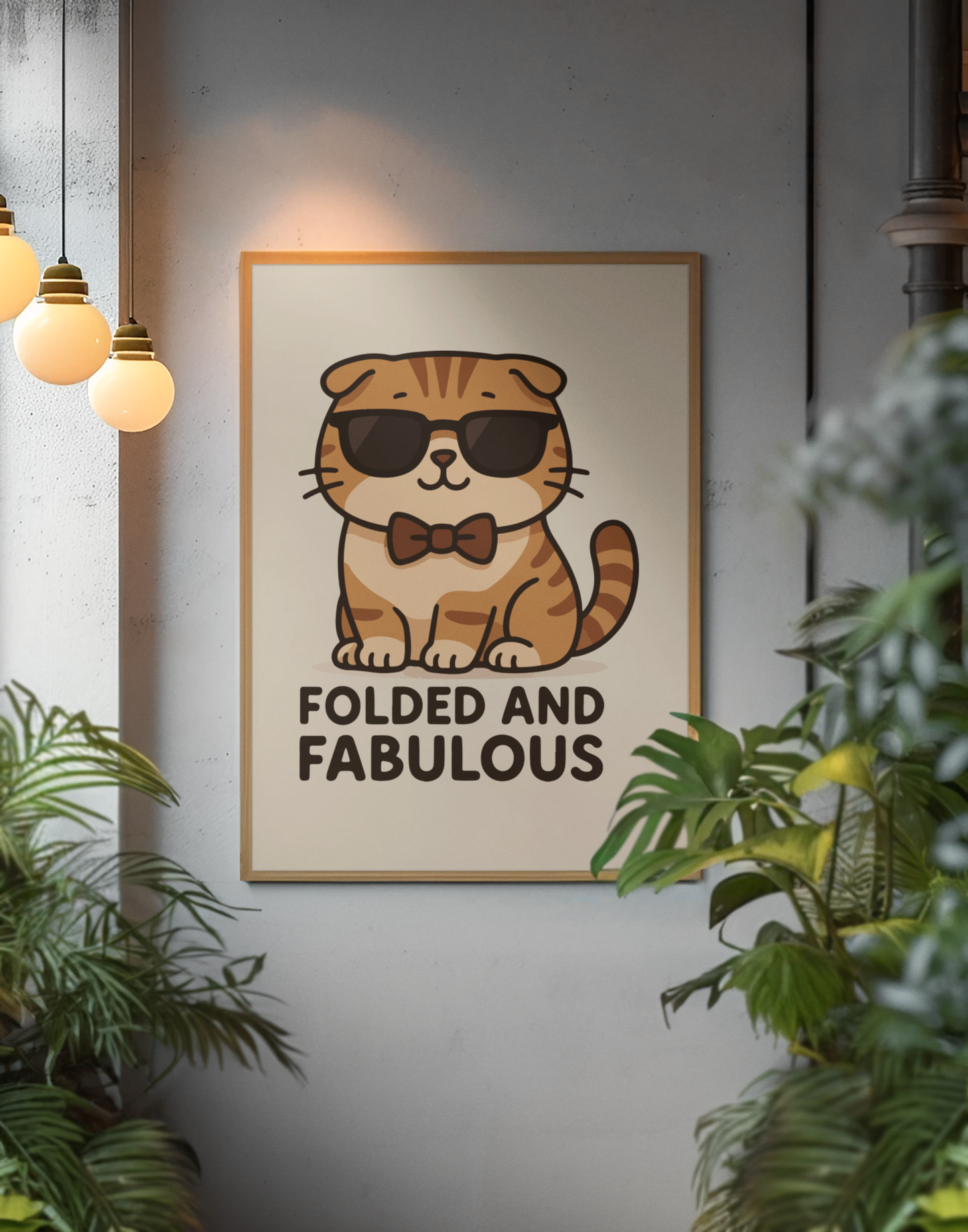 Funny Cat Memes: Folded and Fabulous Cat Art Poster - Matte Vertical Wall Decor