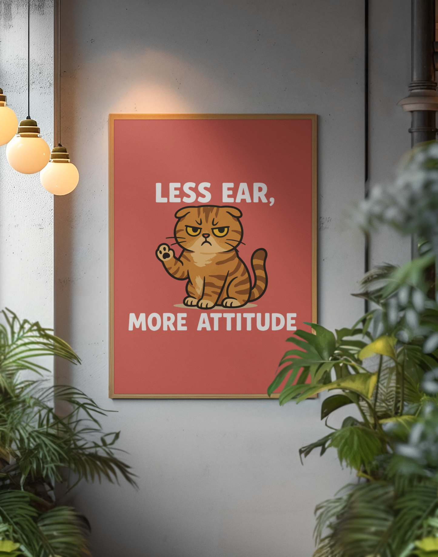 Funny Cat Memes Poster - 'Less Ear, More Attitude' Wall Art