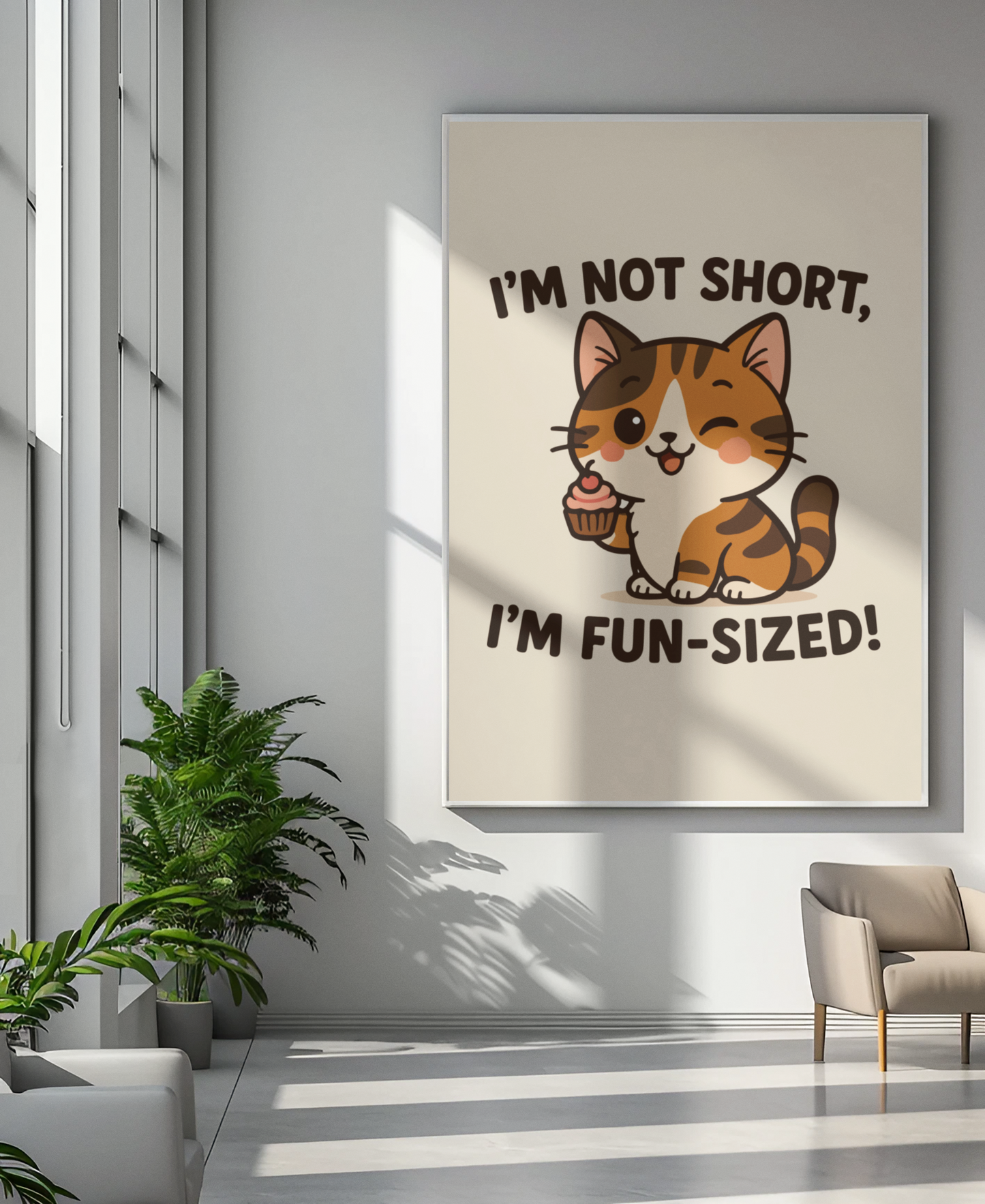 Funny Cat Memes: Cute Fun-Sized Cat Poster | Whimsical Wall Art for Cat Lovers | Adorable Home Decor