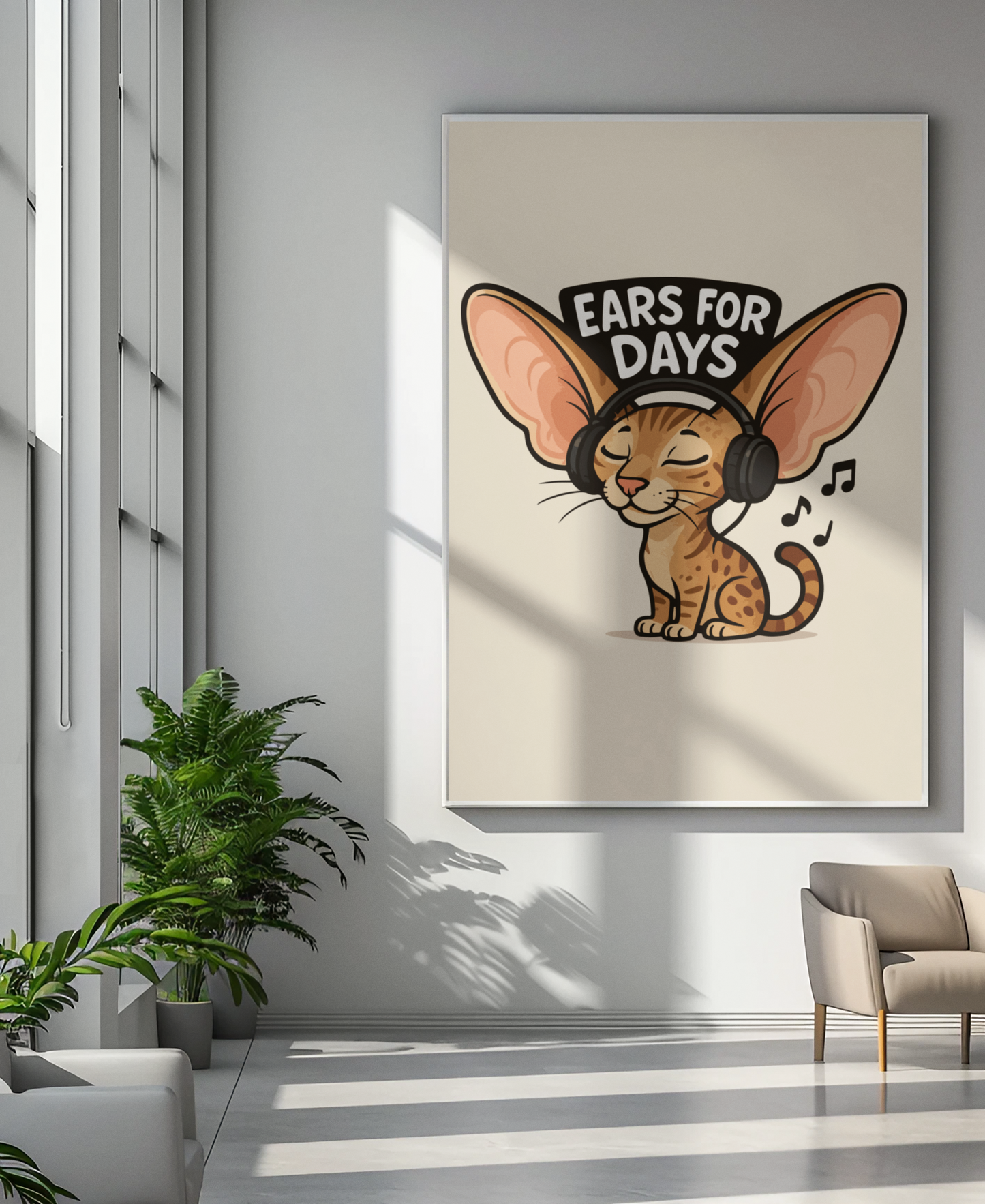 Funny Cat Memes: Ears for Days Cat Poster - Fun Wall Art for Cat Lovers