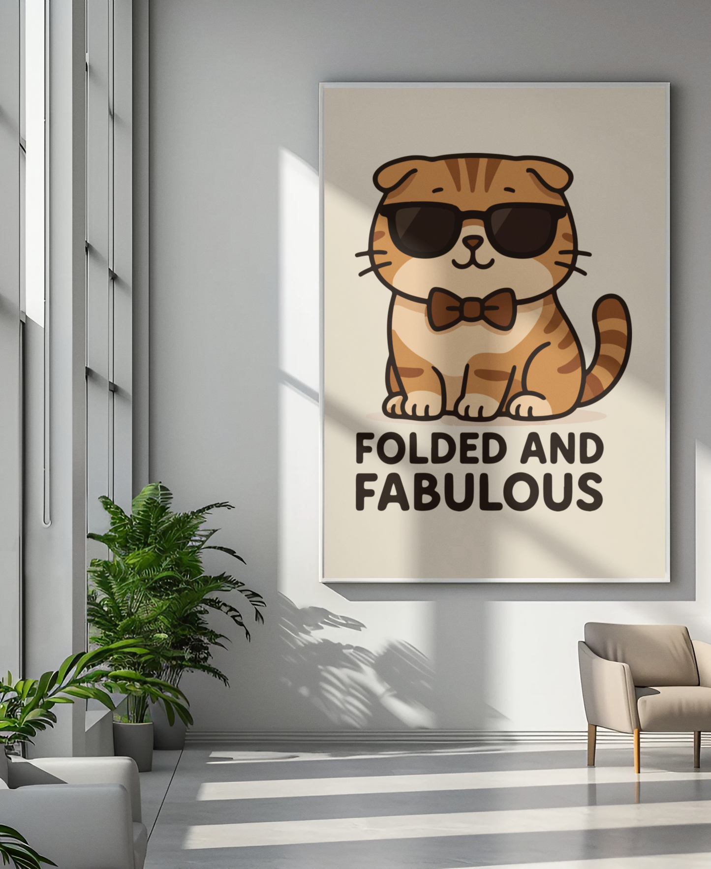 Funny Cat Memes: Folded and Fabulous Cat Art Poster - Matte Vertical Wall Decor