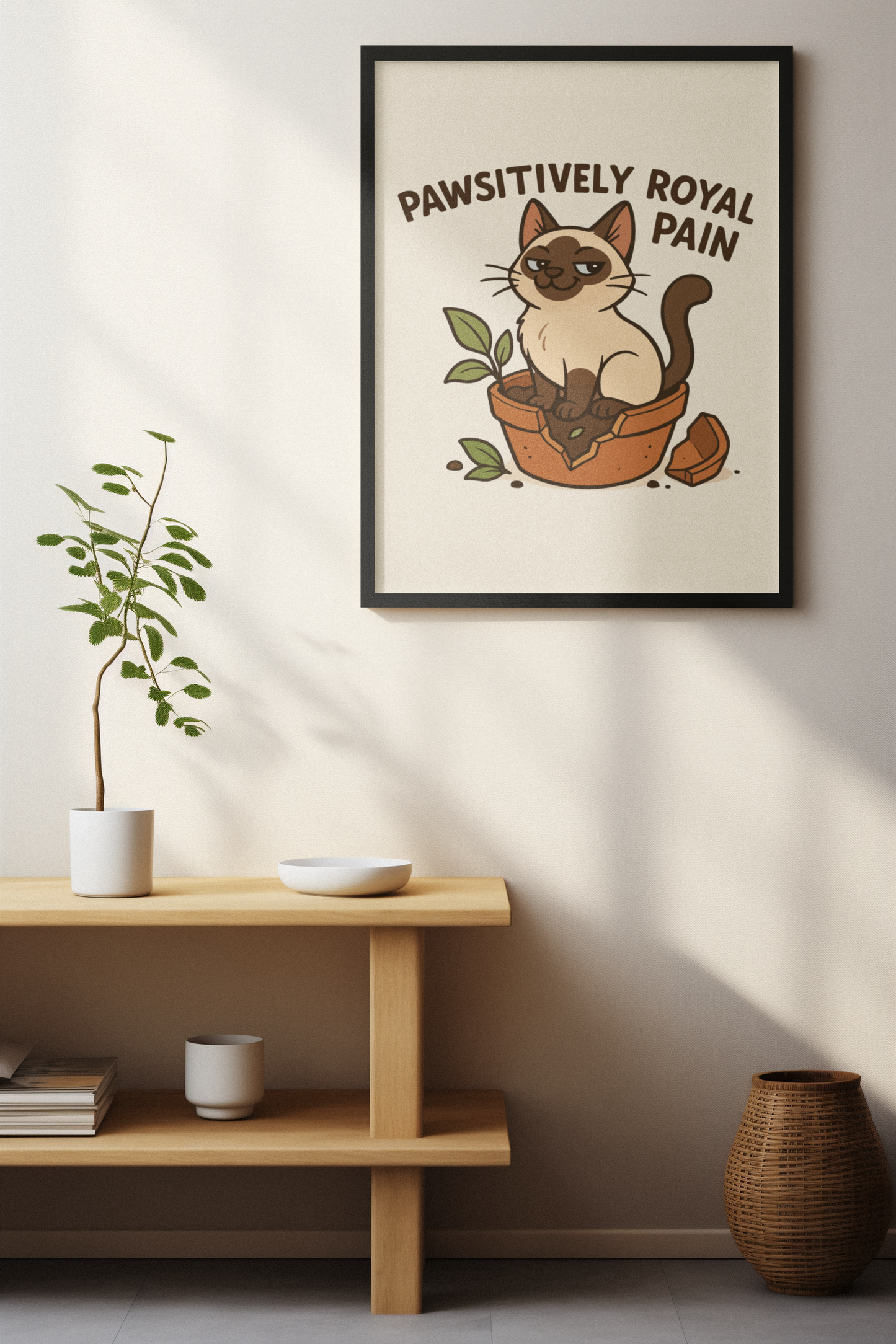 Funny Cat Memes: Playful Cat Poster - 'Pawsitively Royal Pain' - Whimsical Home Decor