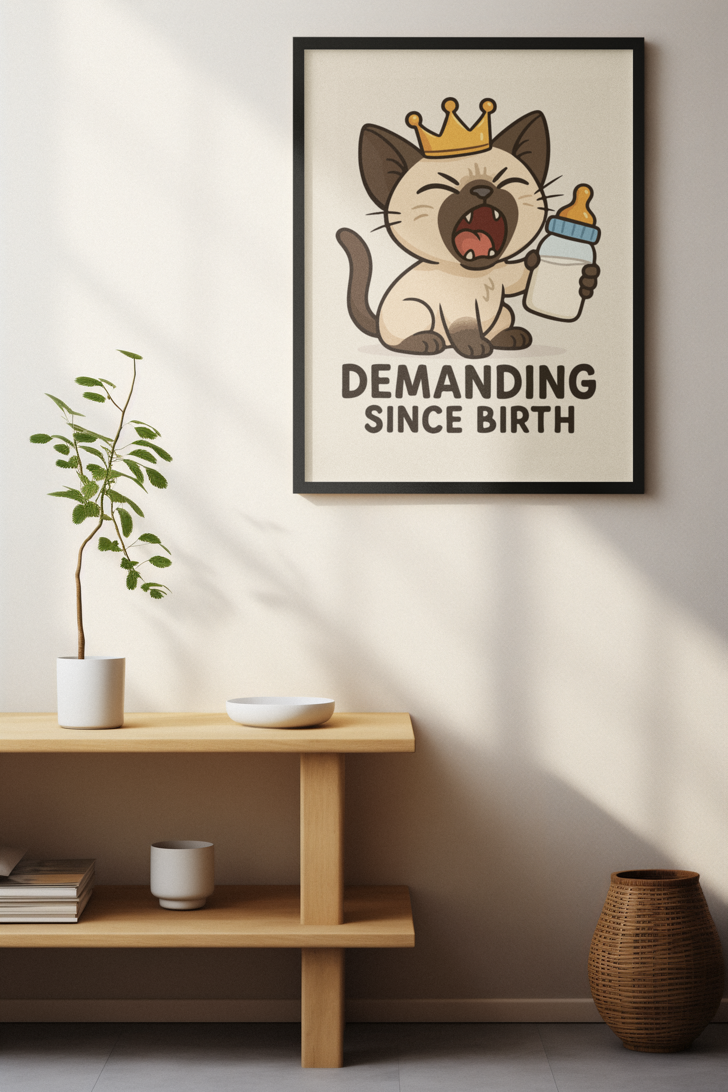 Funny Cat Memes: Cute Cat Poster - Demanding Since Birth - Fun Home Decor for Cat Lovers