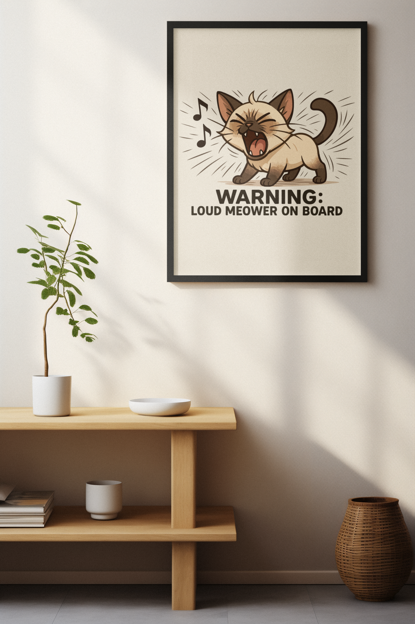 Funny Cat Memes: Humorous Cat Warning Vertical Poster - Loud Meower Decor