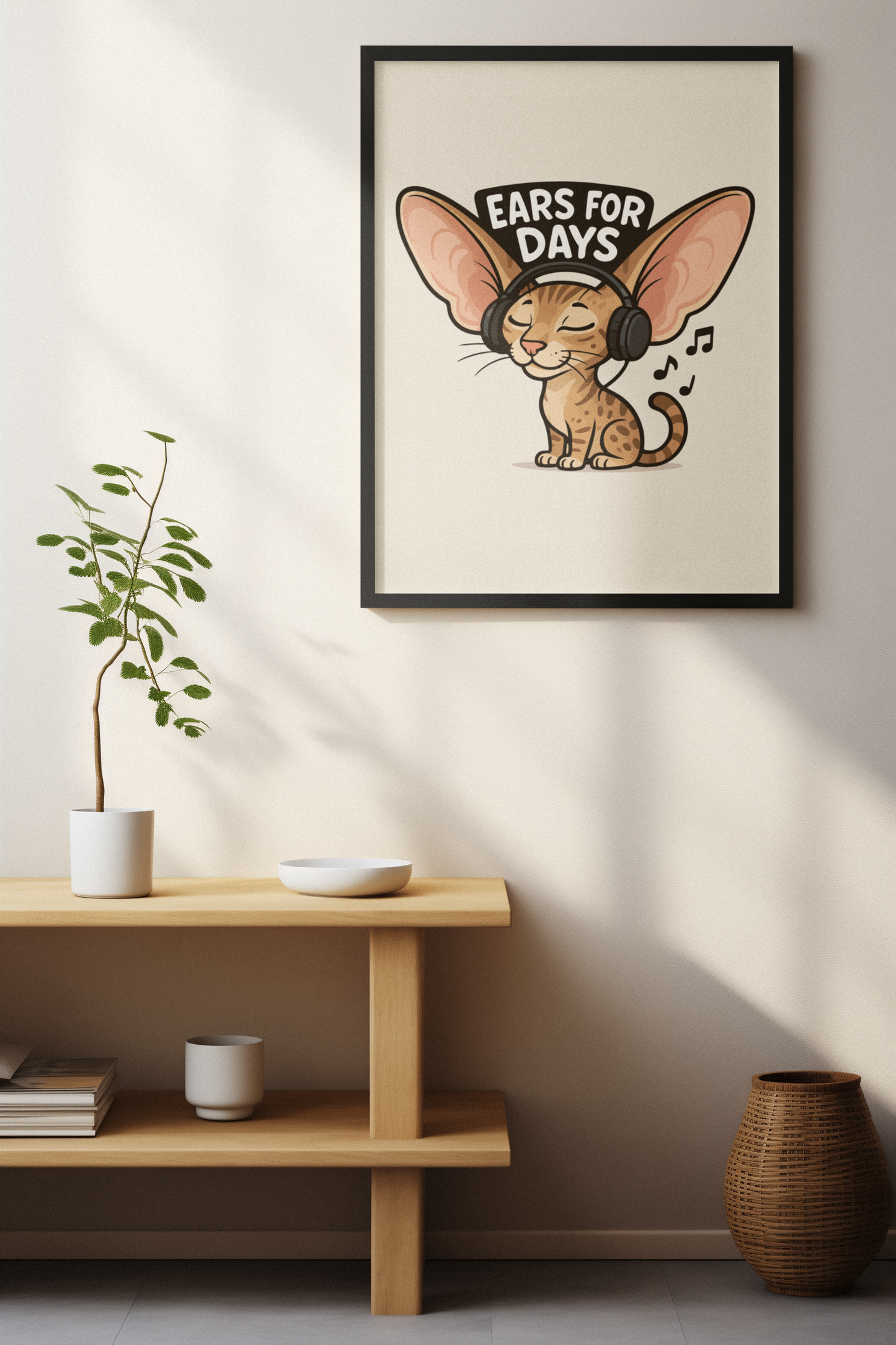 Funny Cat Memes: Ears for Days Cat Poster - Fun Wall Art for Cat Lovers