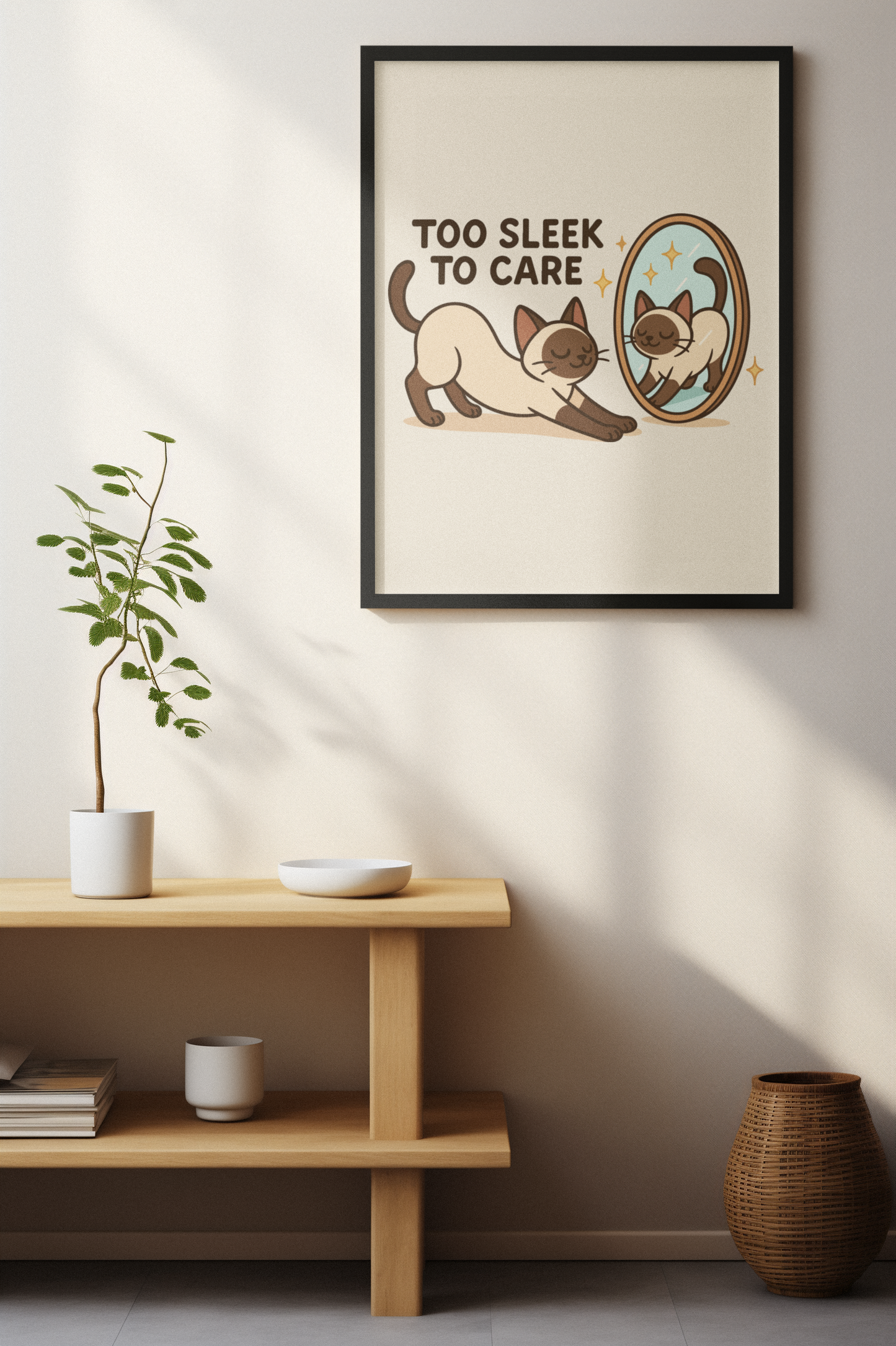 Funny Cat Memes: Playful Cat Poster - Too Sleek to Care