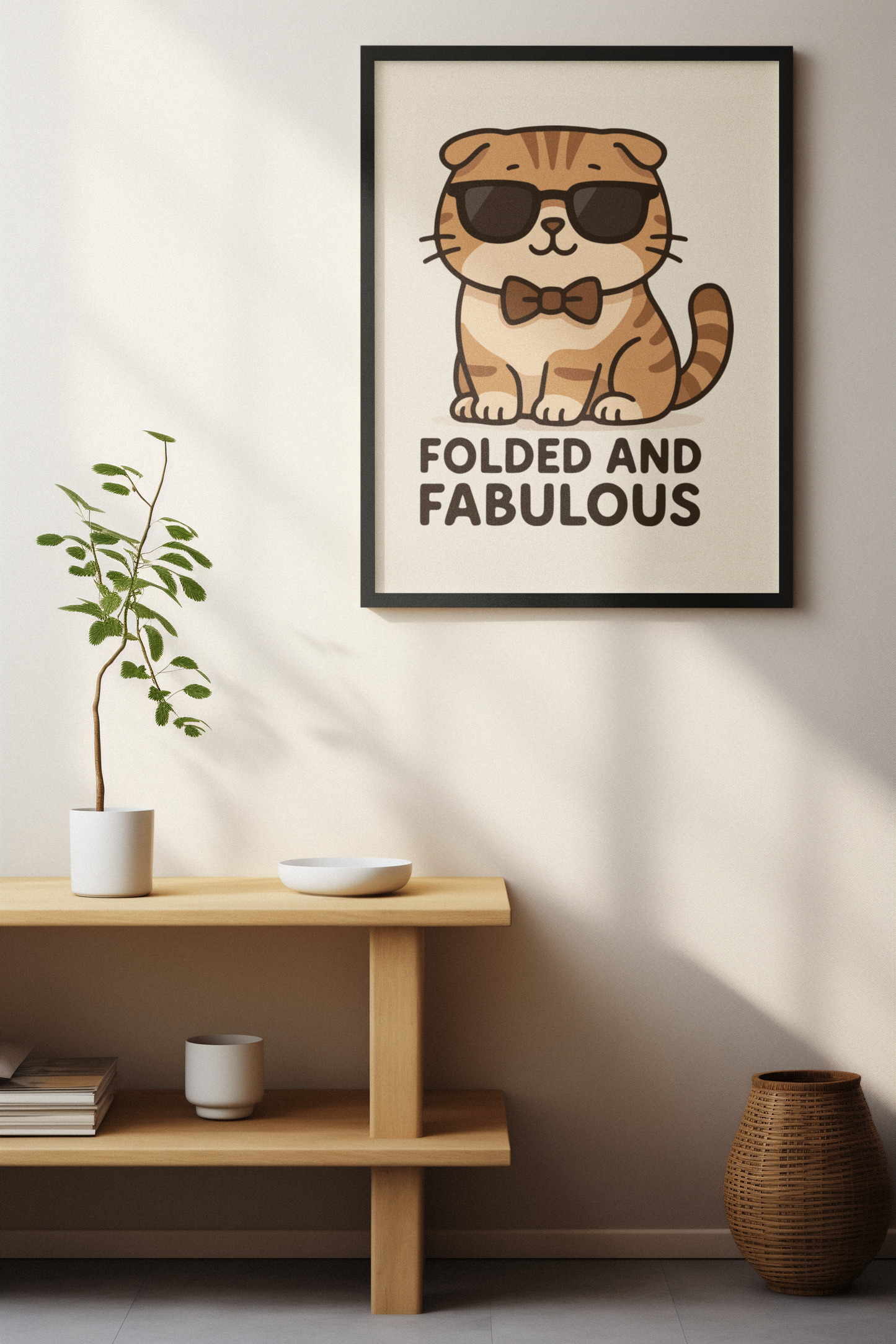 Funny Cat Memes: Folded and Fabulous Cat Art Poster - Matte Vertical Wall Decor