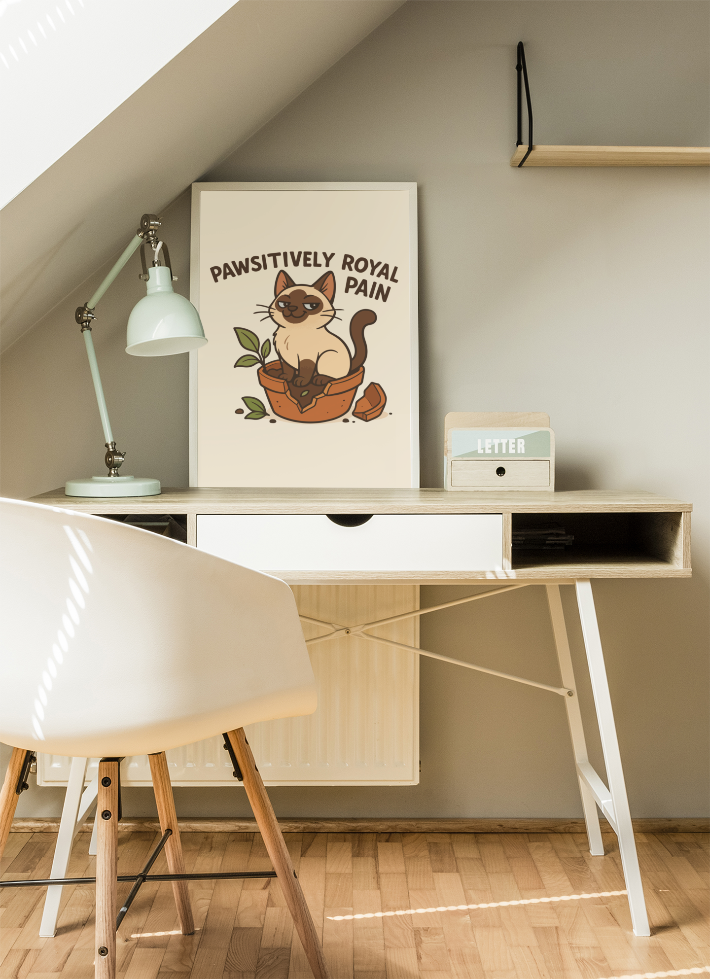 Funny Cat Memes: Playful Cat Poster - 'Pawsitively Royal Pain' - Whimsical Home Decor