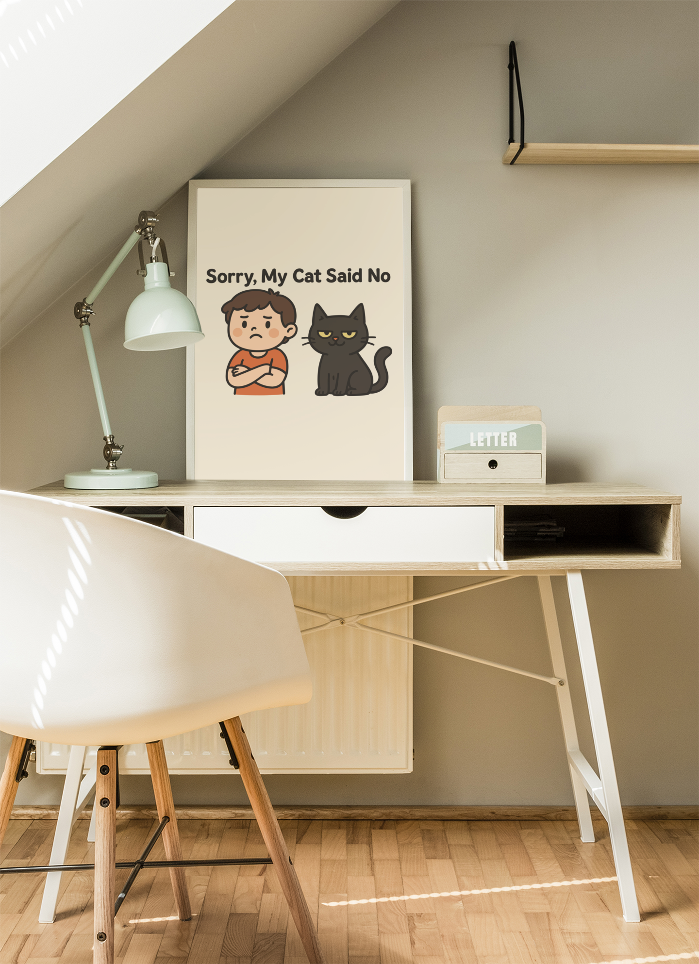 Funny Cat Themed Matte Vertical Poster - 'Sorry, My Cat Said No'