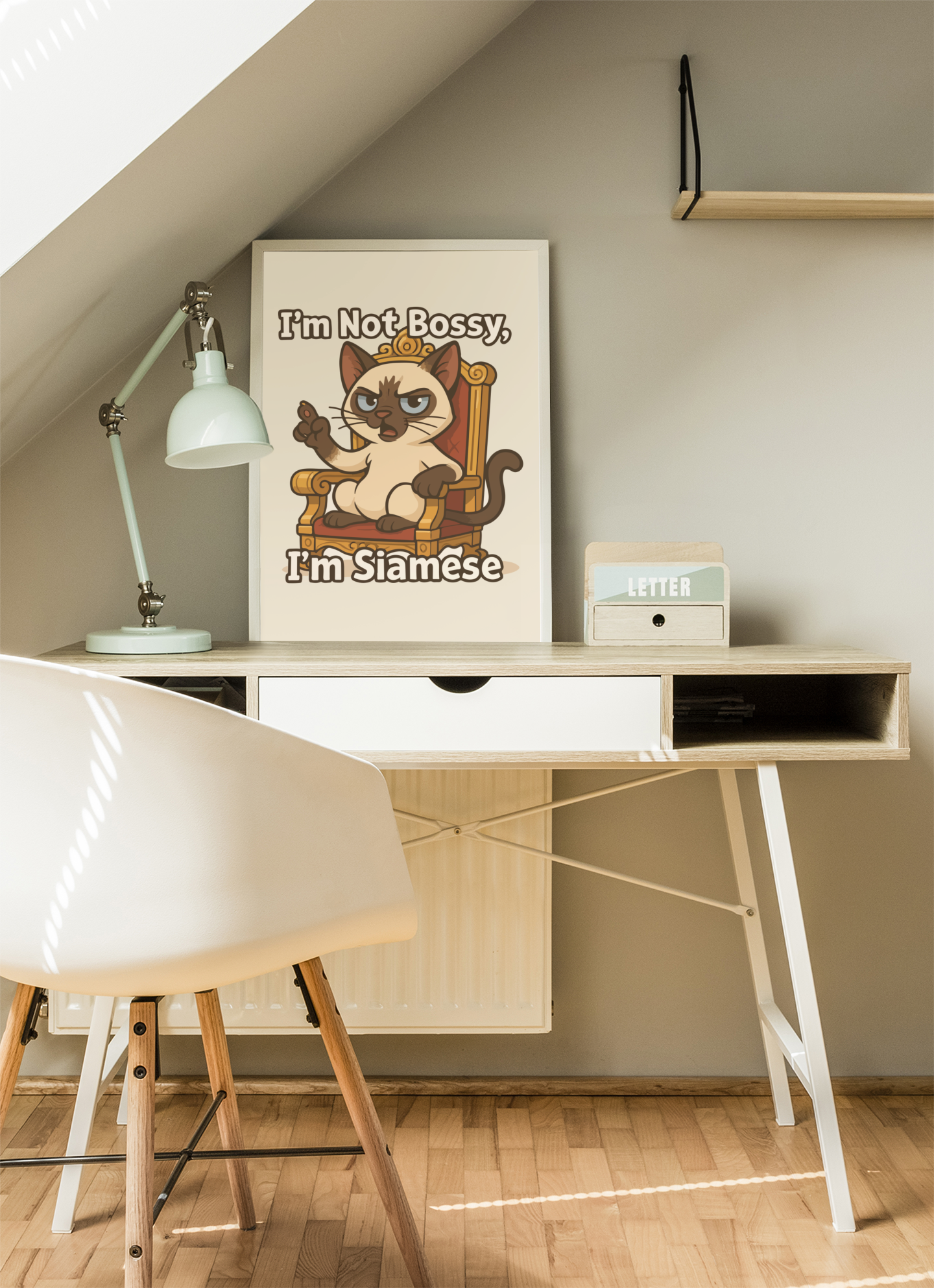 Funny Cat Memes: Funny Siamese Cat Poster - "I'm Not Bossy, I'm Siamese" - Matte Wall Art