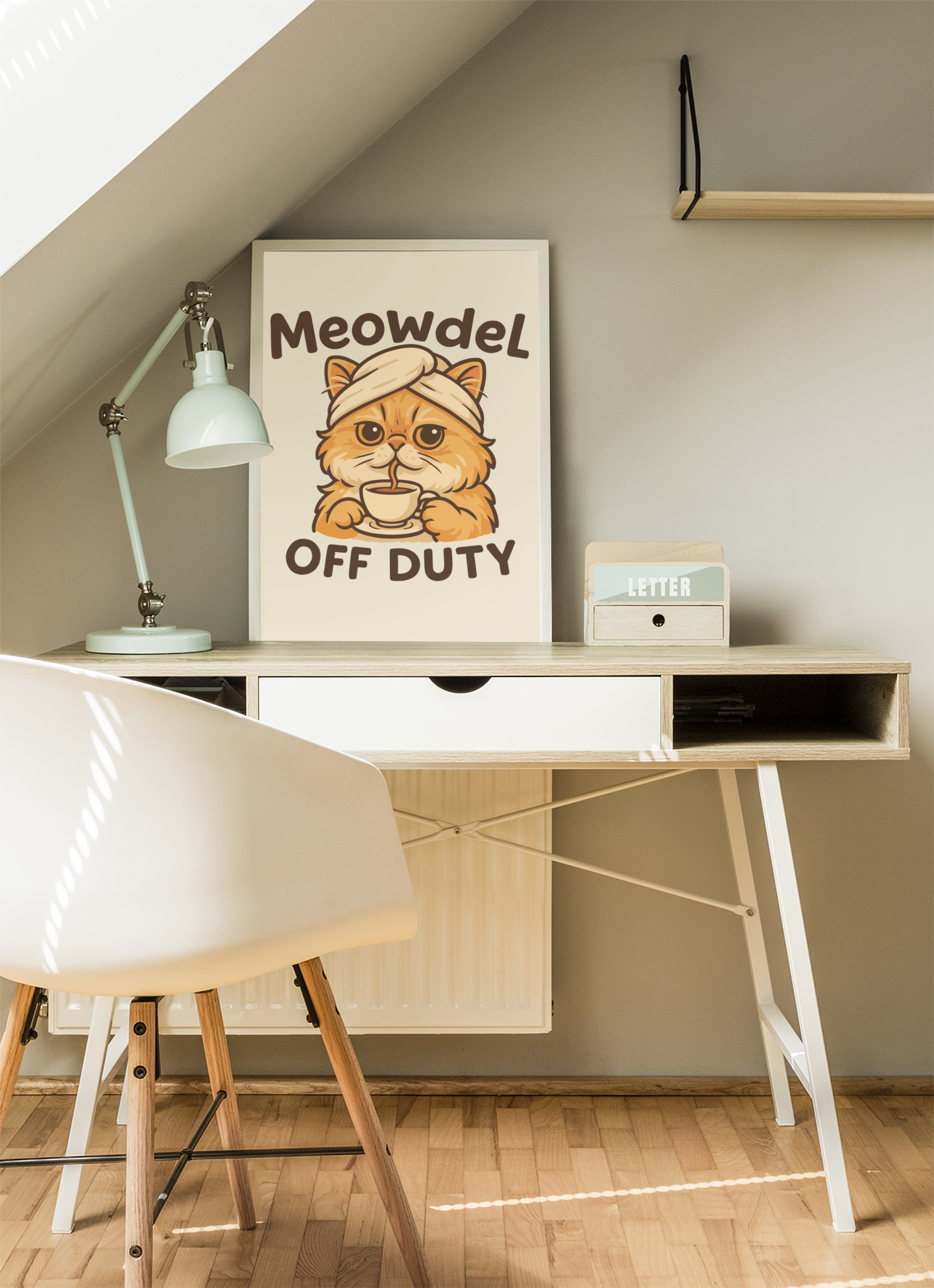 Cute Cat Off Duty Matte Vertical Poster - Funny Cat Memes Wall Art, Perfect for Pet Lovers