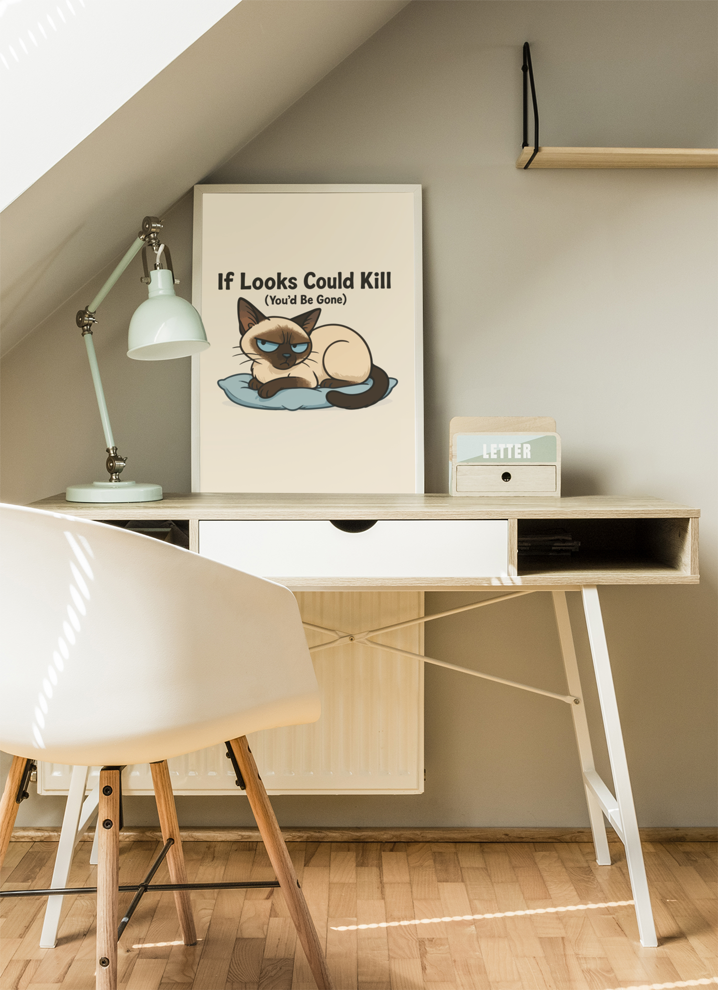 Funny Cat Memes Poster - If Looks Could Kill (You'd Be Gone) - Matte Vertical Wall Art