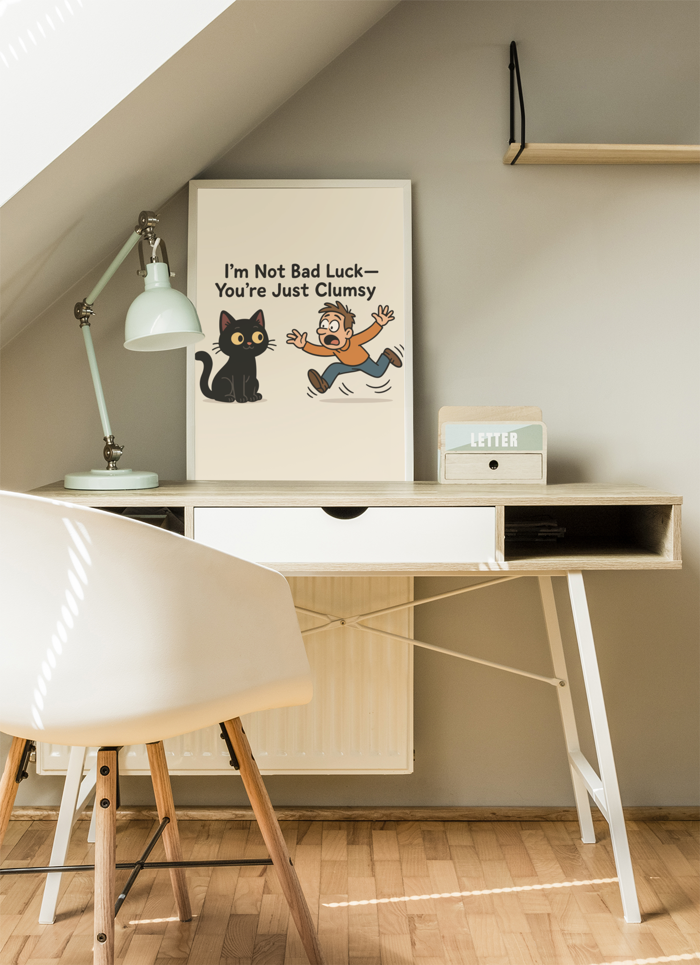 Funny Cat Memes Poster - "I’m Not Bad Luck—You’re Just Clumsy"